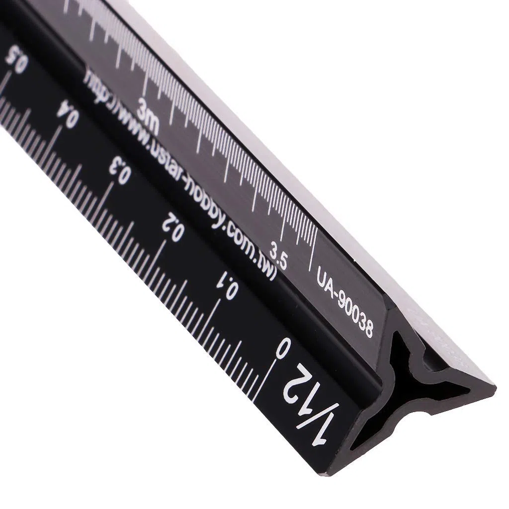 Regla de escala triangular modelo UA-90038 de 17 cm para 1/12 1/24 /1/32 1/35 1/48 1/72