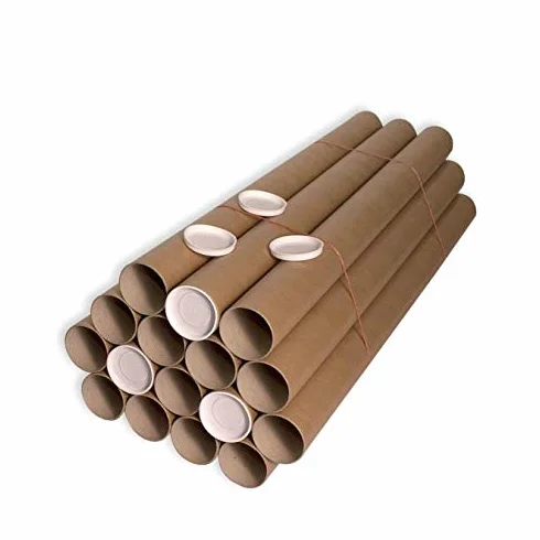 Pack 48 Tubos Cartón 76 x 1000 mm Marrón con Tapas Plástico Blanco Alta Resistencia