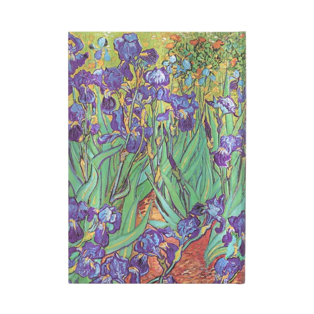 Van Gogh's Irises Midi Lined Hardcover Journal: Hardcover, 120 gsm, ribbon marker, memento pouch, elastic closure, book edge printing