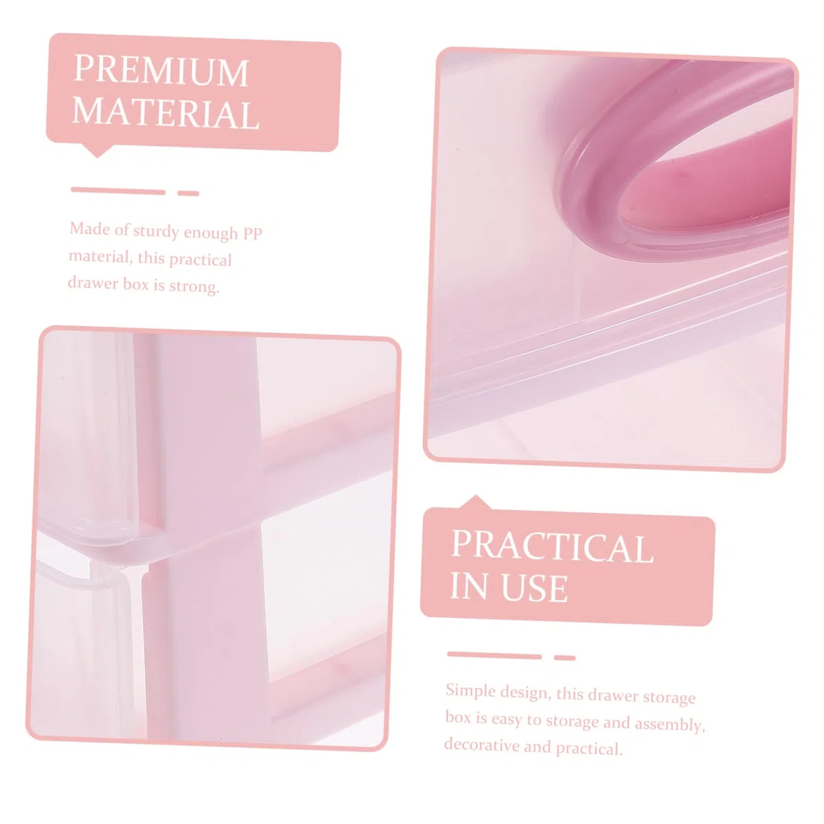 PLAFOPE Organizador de Escritorio en Pp 5 Cajones Diseño Simple Caja Almacenaje Maquillaje Rosa y Montaje Fácil para Maquillaje y Papelería para Oficina