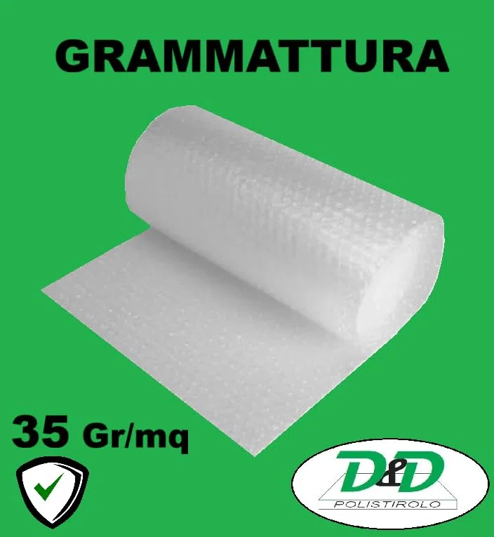 D. & D. Poliestireno de burbujas para embalaje y envío – Fabricado en Italia – Burbujas de aire para protección, relleno, embalaje de objetos en el transporte (H 150 cm x 50 mt/l)