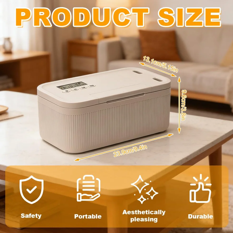 Caja con Temporizador y Bloqueo Seguro, 23,9 x 13,1 x 9,6 cm, SGZIOO Caja de Seguridad con Temporizador, 2 Modos de Funcionamiento, para Autocontrol, Gestión de Adicciones, Refrigerios y Teléfono