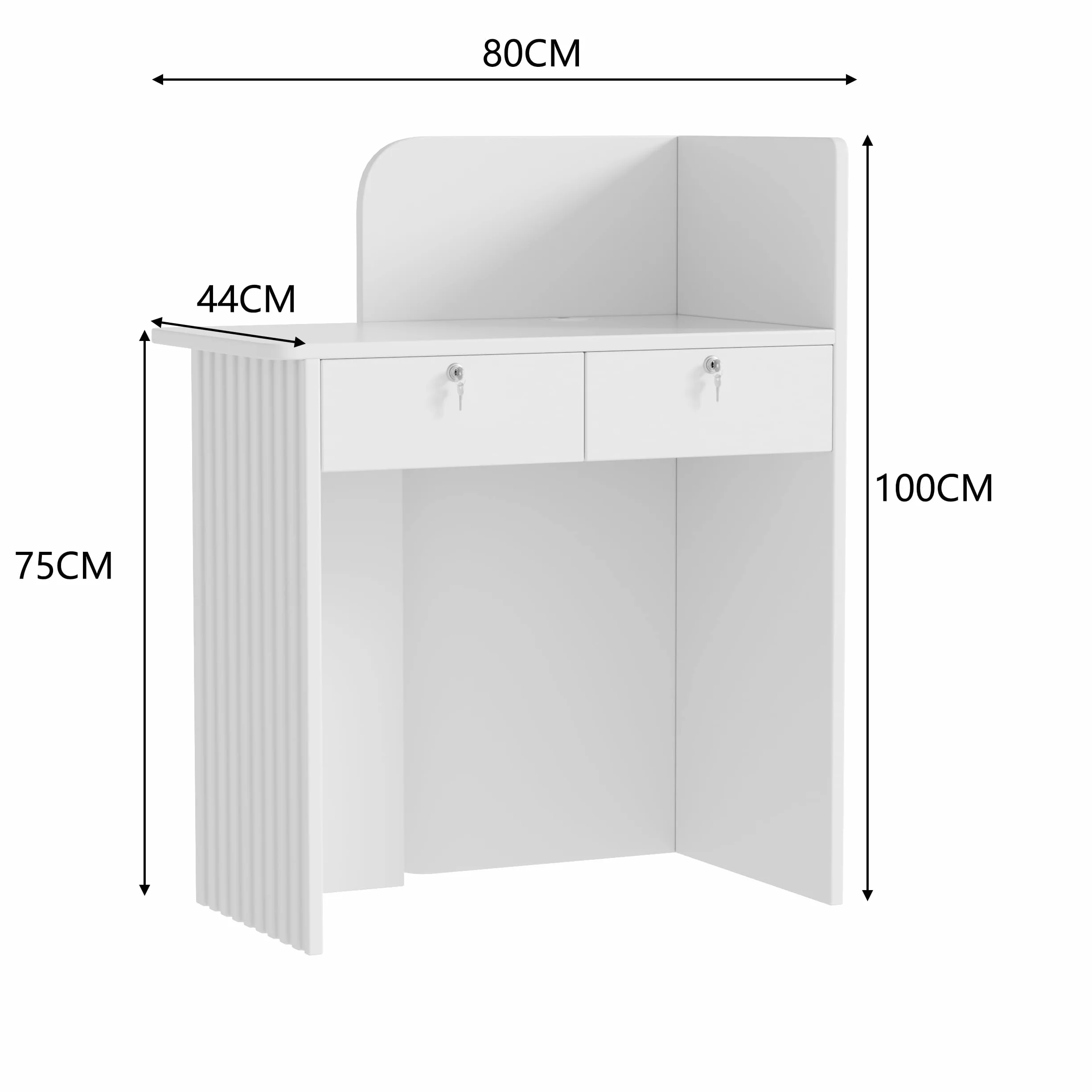 Mostrador de Recepción con Iluminación LED Moderno Escritorio Compacto Blanco 44x80x100 cm