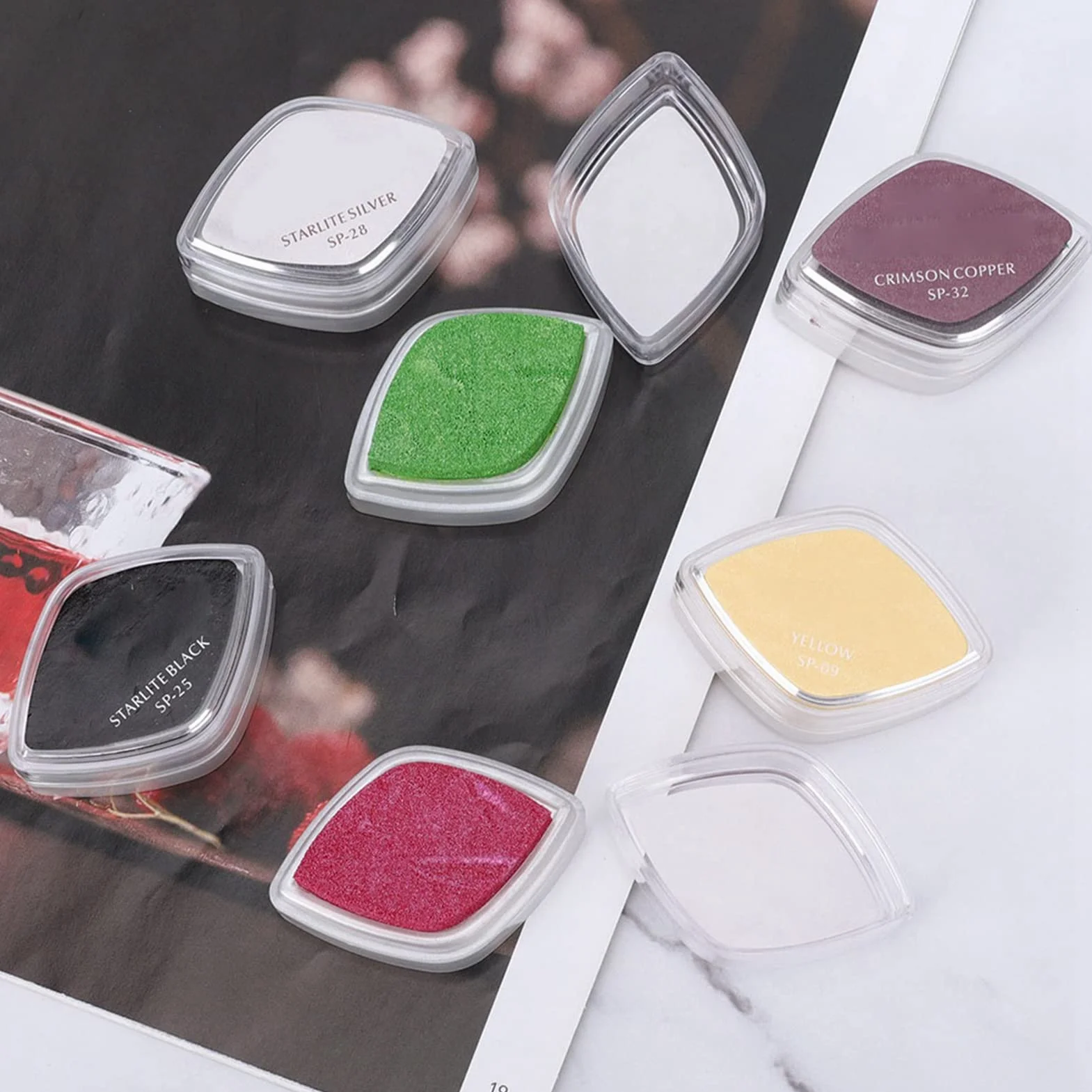ANKROYU Almohadilla de tinta de 6 colores, almohadillas para sellos de tinta, almohadilla para sellos manual de bricolaje, sello de tinta para manualidades