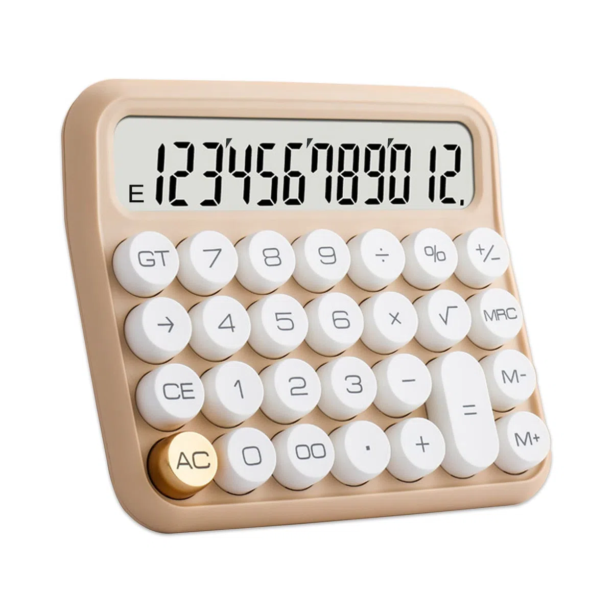 Benkaim - Calculadora de Escritorio, calculadora estándar básica, Pantalla LCD Grande de 12 dígitos, botón Grande para Escuela, hogar y Negocios, Accesorios de Escritorio Dorados (Beige)