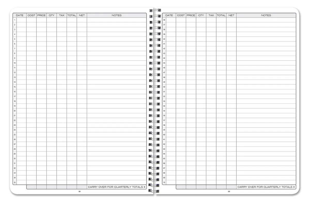 BookFactory Cuaderno de registro de ventas diarias, Wire-O, 100 páginas | Registro de resumen de ventas para pequeñas empresas, 8.5 x 11 pulgadas, fabricado en Estados Unidos