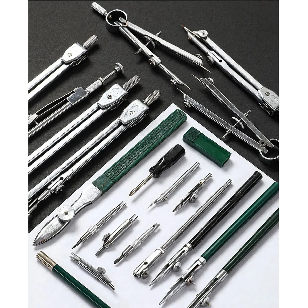 Juego de geometría profesional, kit de herramientas de brújula de matemáticas, herramientas de precisión de metal para escuela, hogar, oficina