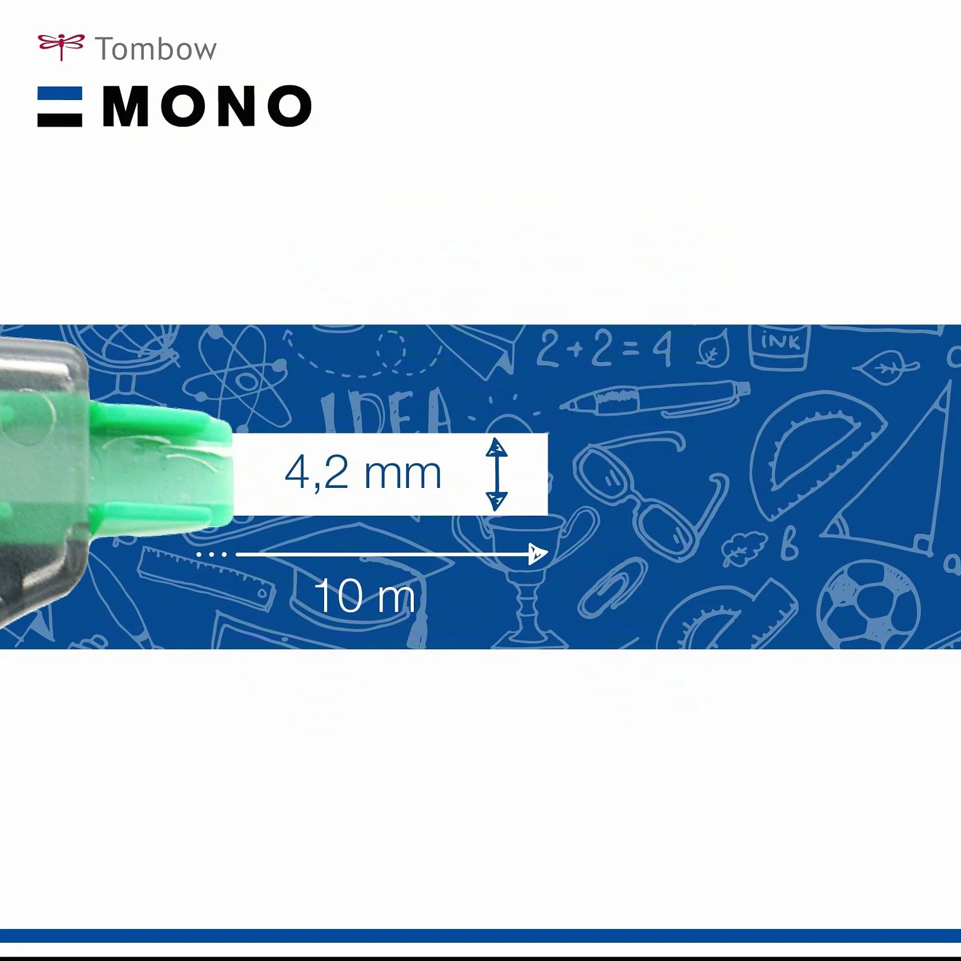 Tombow Mono CT-YT4 - Cinta correctora (10 unidades, caja transparente, 4 mm x 10 m)