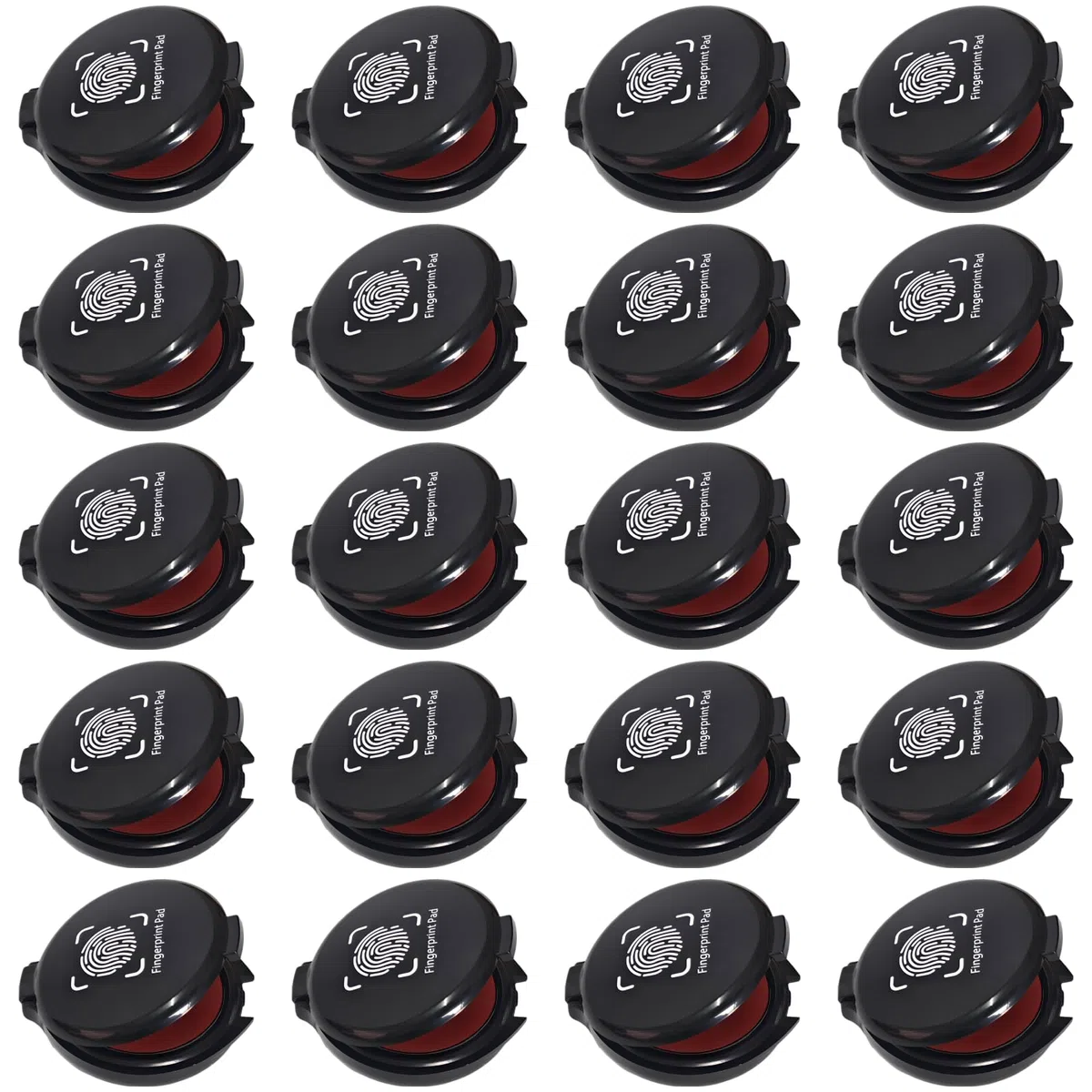 Juego de 20 almohadillas de tinta para huellas dactilares, redondas de 1.9 pulgadas con impresiones rojas claras, almohadillas de sello portátiles para huellas dactilares, suministros notariales