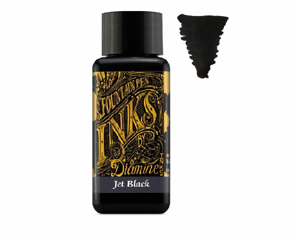 Diamine - Tinta para pluma estilográfica (30 ml, color básico, 6 botellas, Sepia, Green Black, Earl Grey, Ancient Copper, Crepúsculo, Jet Black