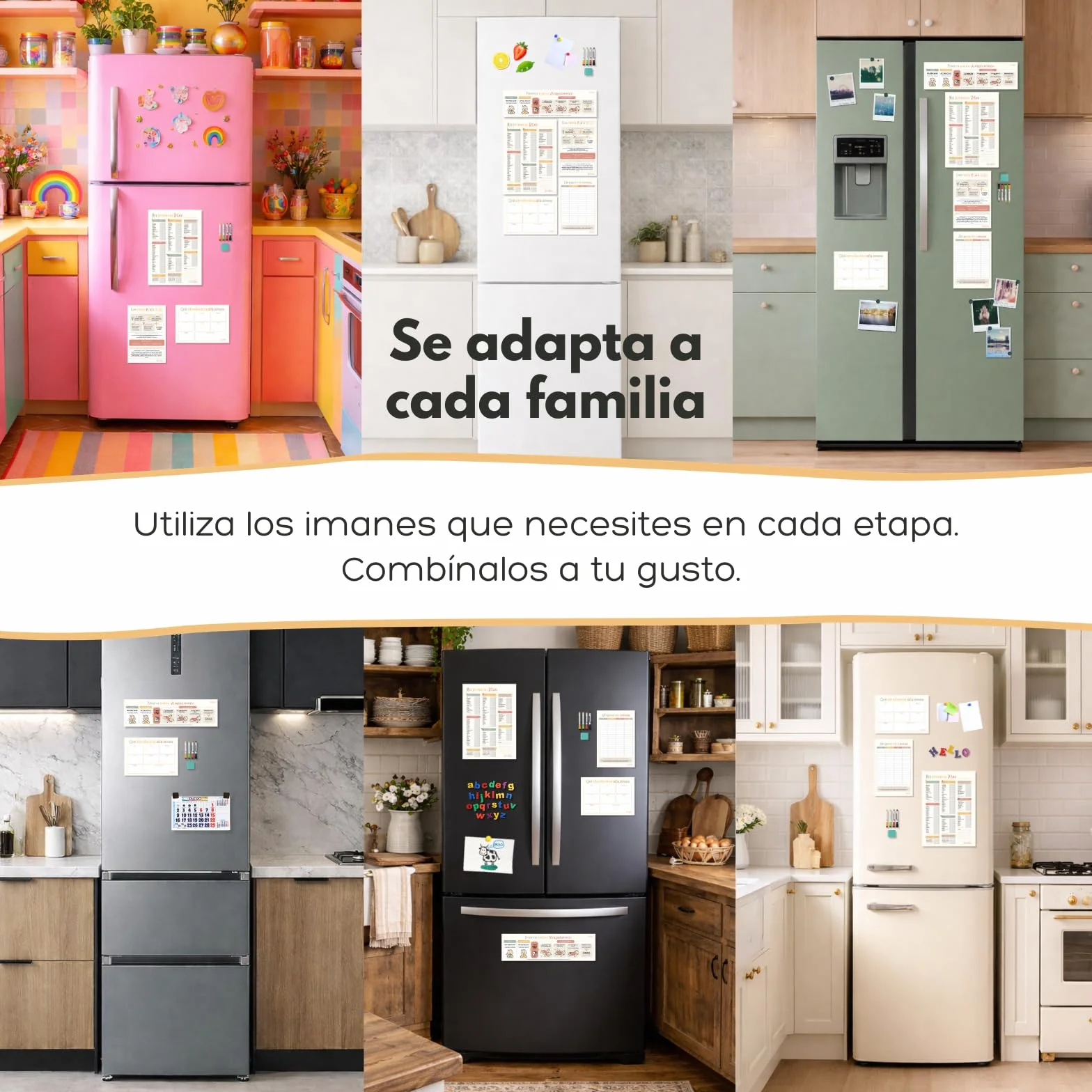 Bebébite Set de 5 Pizarras Magnéticas para Nevera Alimentación Complementaria BLW en Español