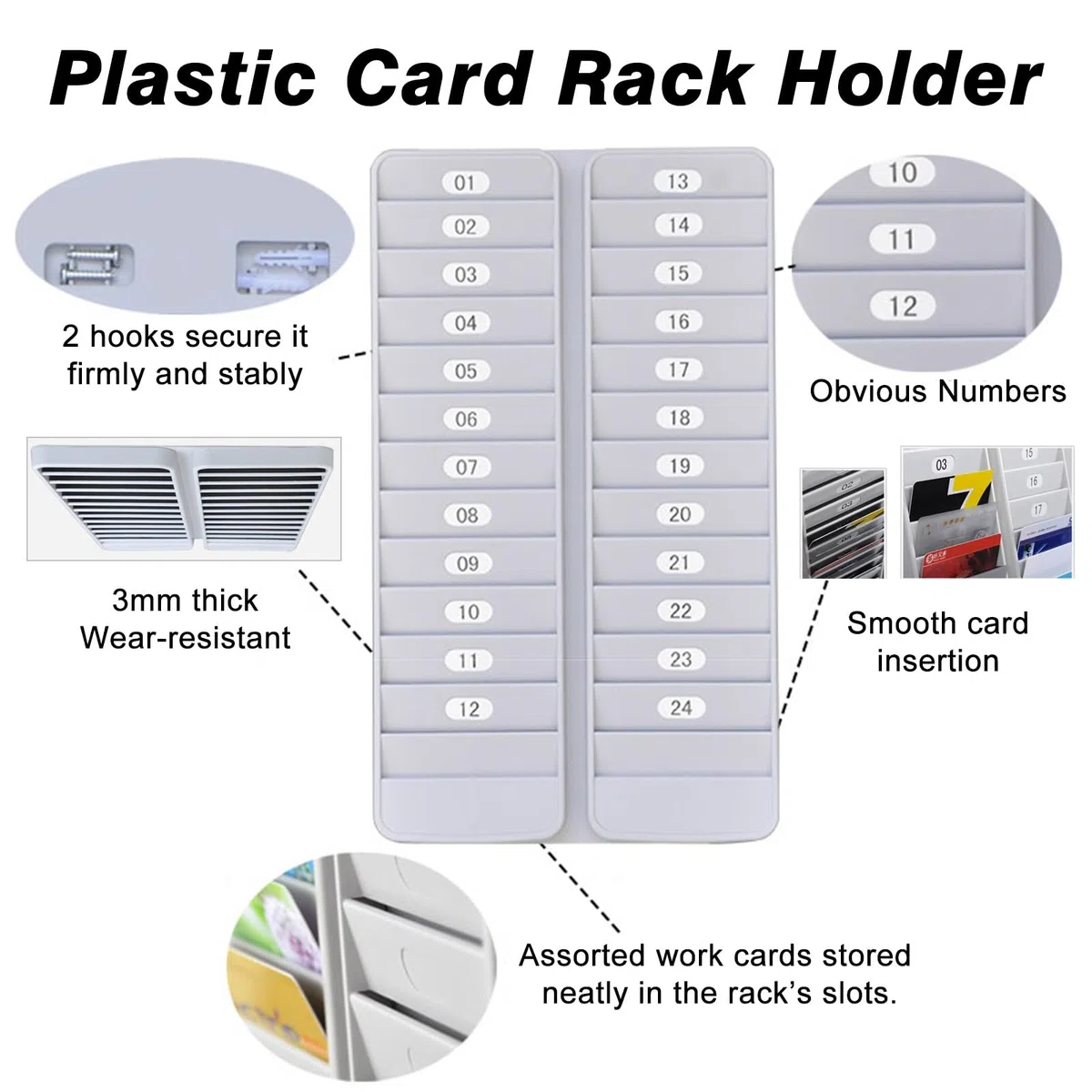 Tarjetero de pared con múltiples bolsillos para organizar tarjetas de identificación e información