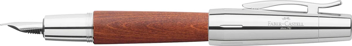 Faber-Castell 148382 - Bolígrafo E-motion - Cuerpo en Madera de Peral - Marrón Coñac - Trazo B