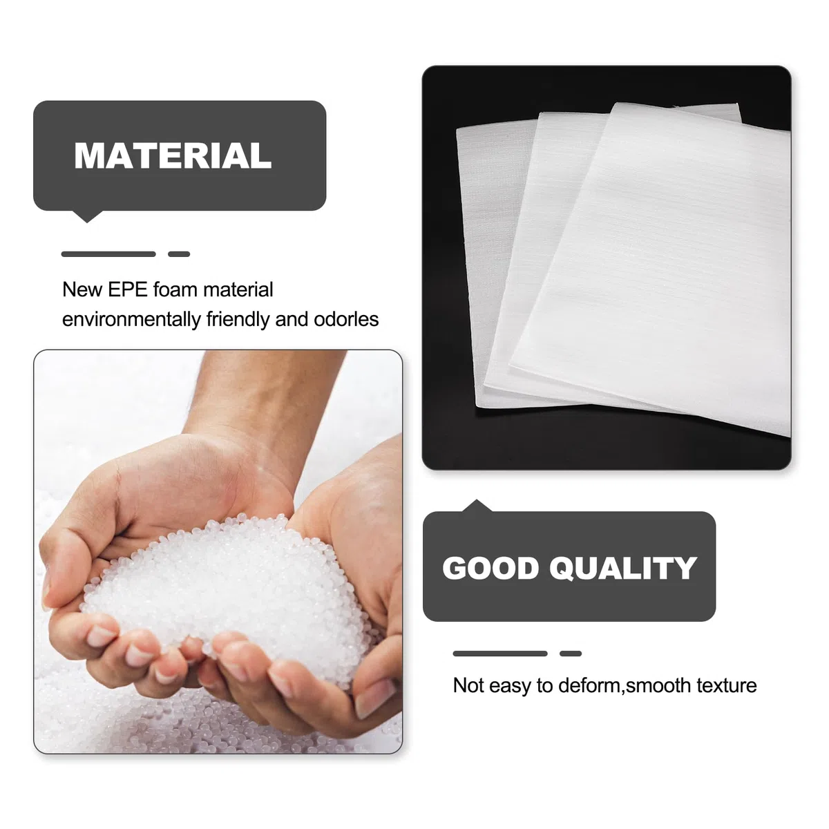 QUARKZMAN Bolsas De Embalaje De Espuma, 50pcs 16x20" Bolsas De Burbujas De Envoltura Suministros De Embalaje De Espuma Blanco Con 36 Etiquetas Frágiles Para Platos Muebles Vasos