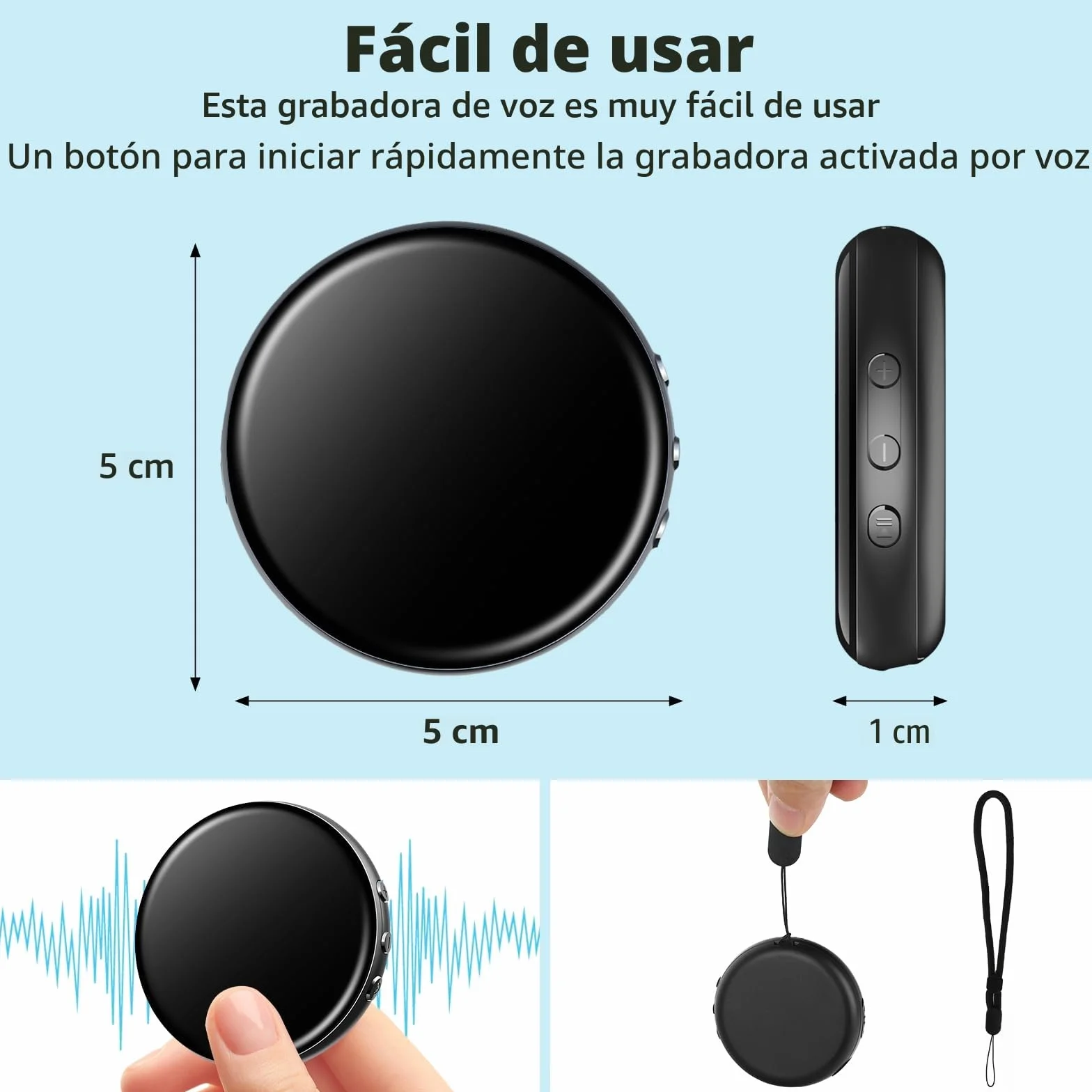 Grabadora de Voz 64GB Mini, Grabadora Digital USB C con Reducción de Ruido