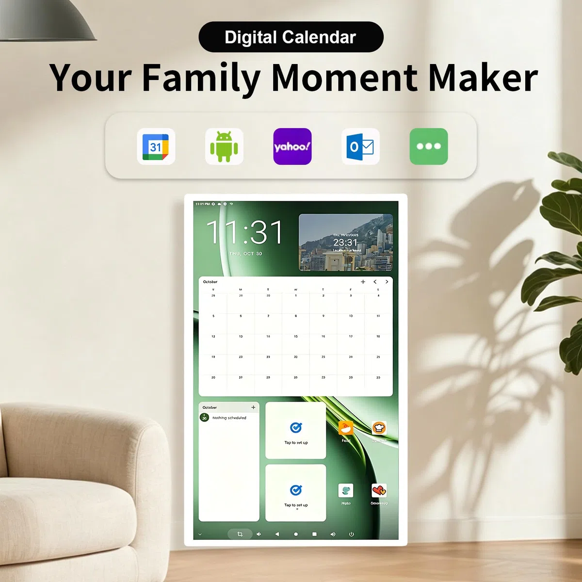 MIAOXIAOLONG 15.6"/21.5"/24"/32" Calendario Digital Y Tablero De Tareas, Pantalla Táctil HD 1080p, Planificador Familiar Inteligente,Montable En Pared O Escritorio para Organización Fluida 32''