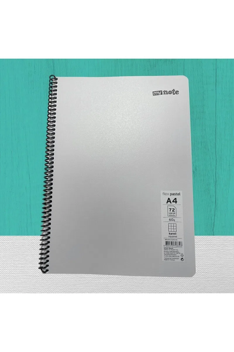 Umur Mynote Flex - Cuaderno espiral pastel A4 72 Yp cuadrícula plateada, tamaño único