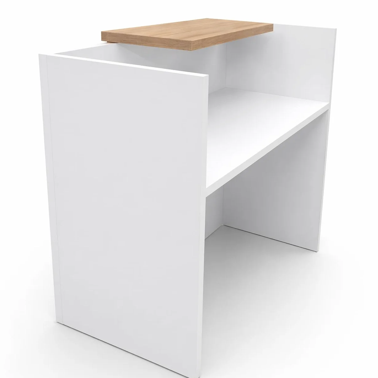 Mostrador Basic de Recepción para Oficina o Negocio - Moderno con Estante Interior Roble 120cm