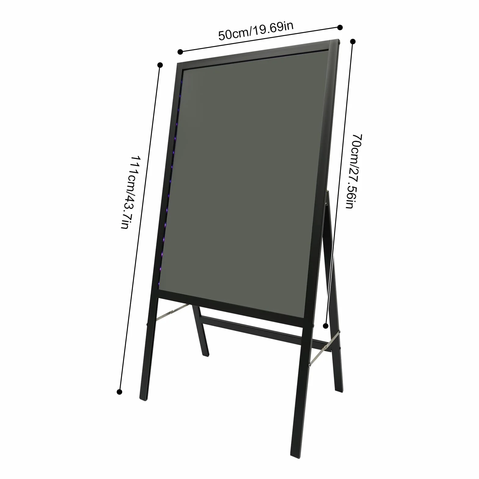 Panel de visualización LED, pantalla de menú vertical, 8 marcadores fluorescentes 11 modos de parpadeo adecuado para hogares, bodas, restaurantes, hoteles de 50 x 70 cm