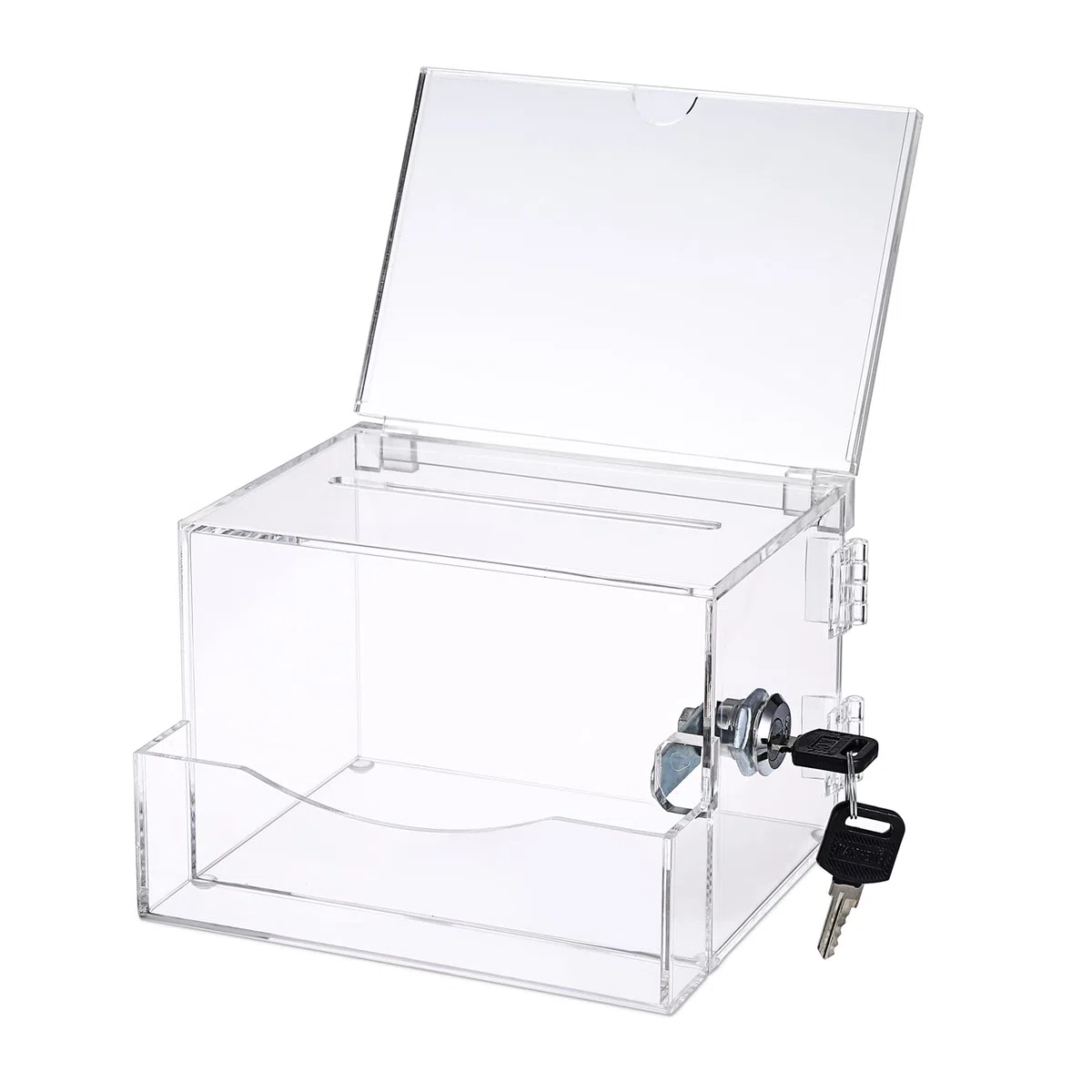 Caja de Sugerencias-Transparente de Acrílico de 6 caras Caja de Donación Urnas Votaciones de Plástico de 4x6 Pulgadas con Cerradura y Llave para Tarjetas de Presentación Boletos de Rifa