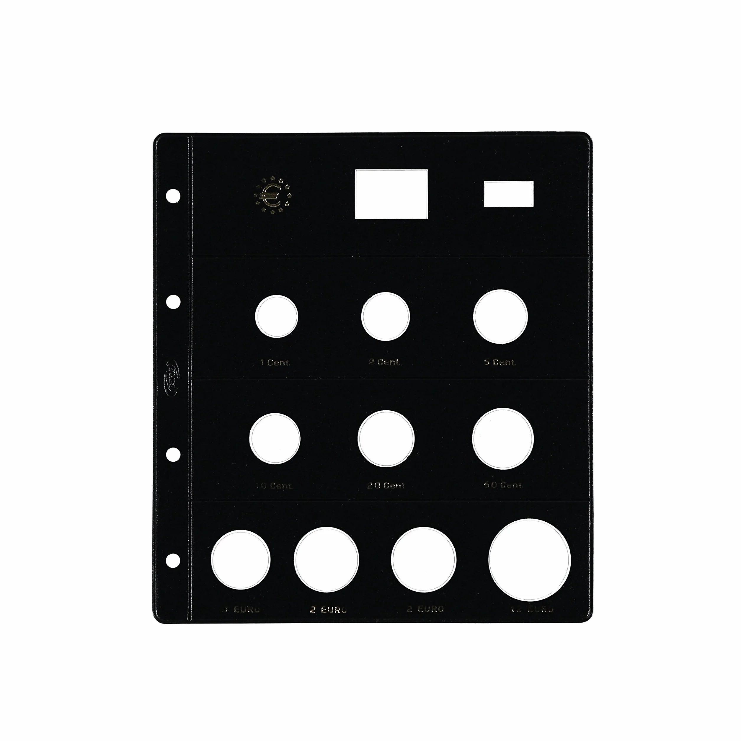 PARDO Pack de 12 fundas monedas euro, 10 alojamientos claraboya