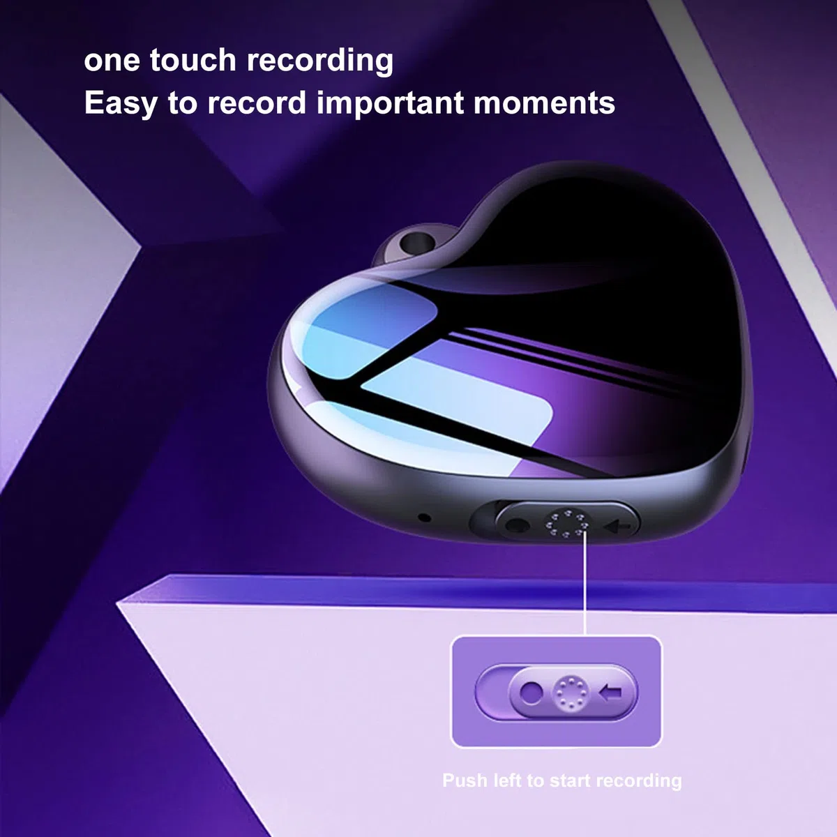 Grabadora Colgante en Forma de Corazón de 4 GB con Reducción de Ruido HD, Mini Grabadora de Sonido Activada por Voz Mini Grabadora de Voz Mp3 para Conferencias, Reuniones,