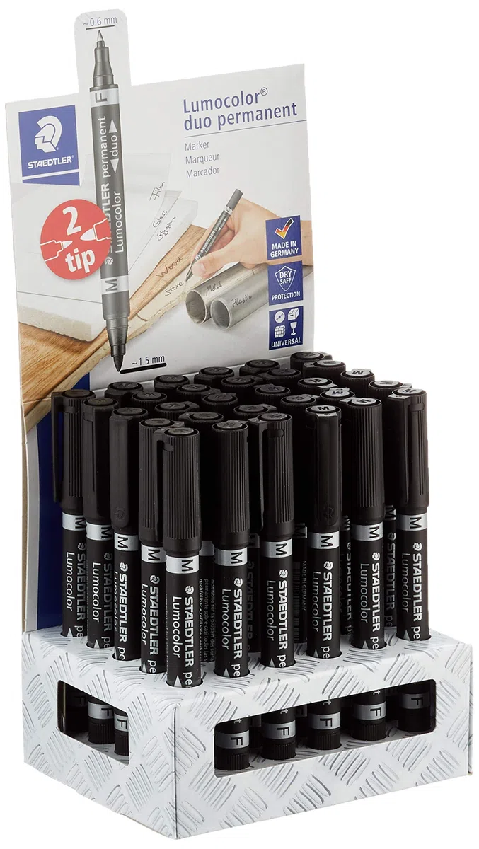 STAEDTLER Lumocolor 348 Permanent Duo – negro, pack 30, 0,6 & 1,5 mm