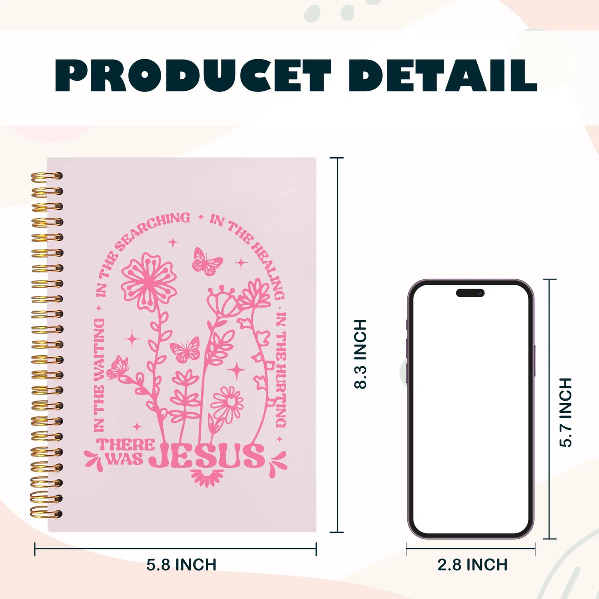 BearCake Cuaderno cristiano floral bohemio, regalos cristianos para mujeres, cuadernos de la Biblia para tomar notas, cuaderno de diario bíblico, cuaderno de espiral de tapa dura Where the Jesus, 5.5