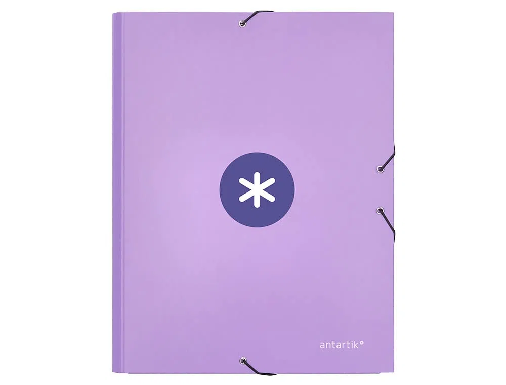 Carpeta liderpapel antartik gomas a4 3 solapas carton forrado color lavanda