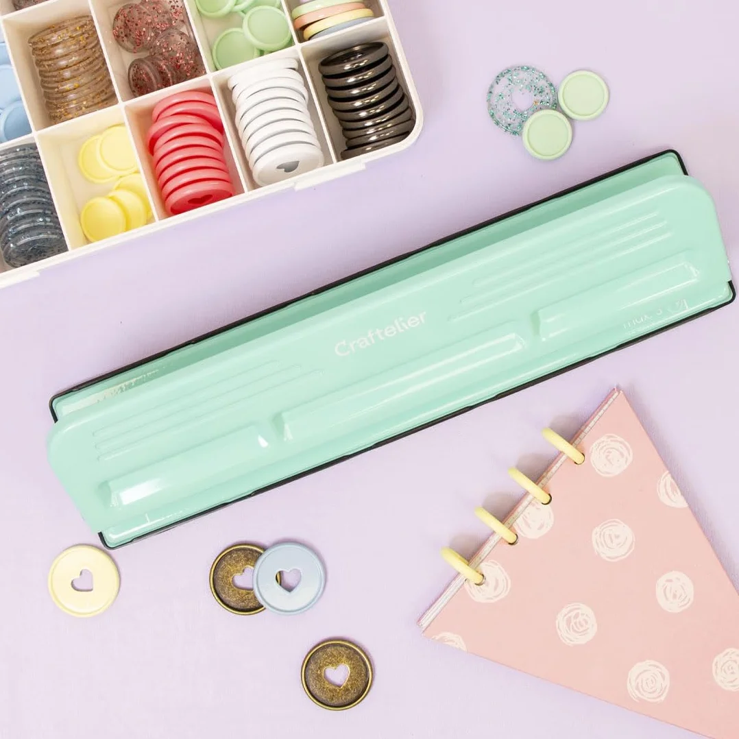 Craftelier - Perforadora de 11 Agujeros para Planners de Disco XL, Agendas o Cuadernos Especial para Scrapbooking | Capacidad de Perforación para 3 Papeles de 90 g/m2 | Tamaño Aprox. 32 x 9 x 5 cm