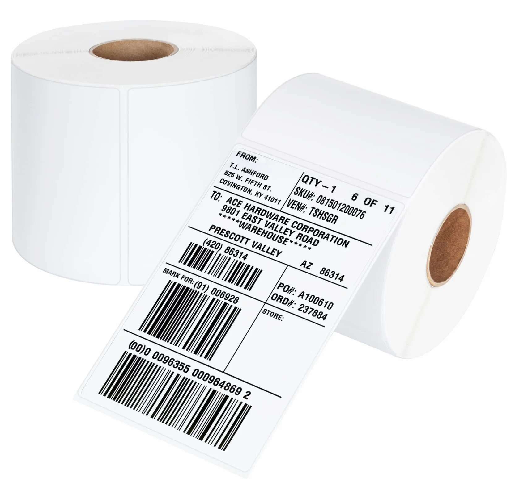 ilauke 1000 Etiquetas Adhesivas Térmicas 100x150mm, 2 Rollos Resistentes al Agua, Etiquetas de Envío para Paquetes Almacenaje, Compatibles con la mayoría de Impresoras Térmicas de Escritorio