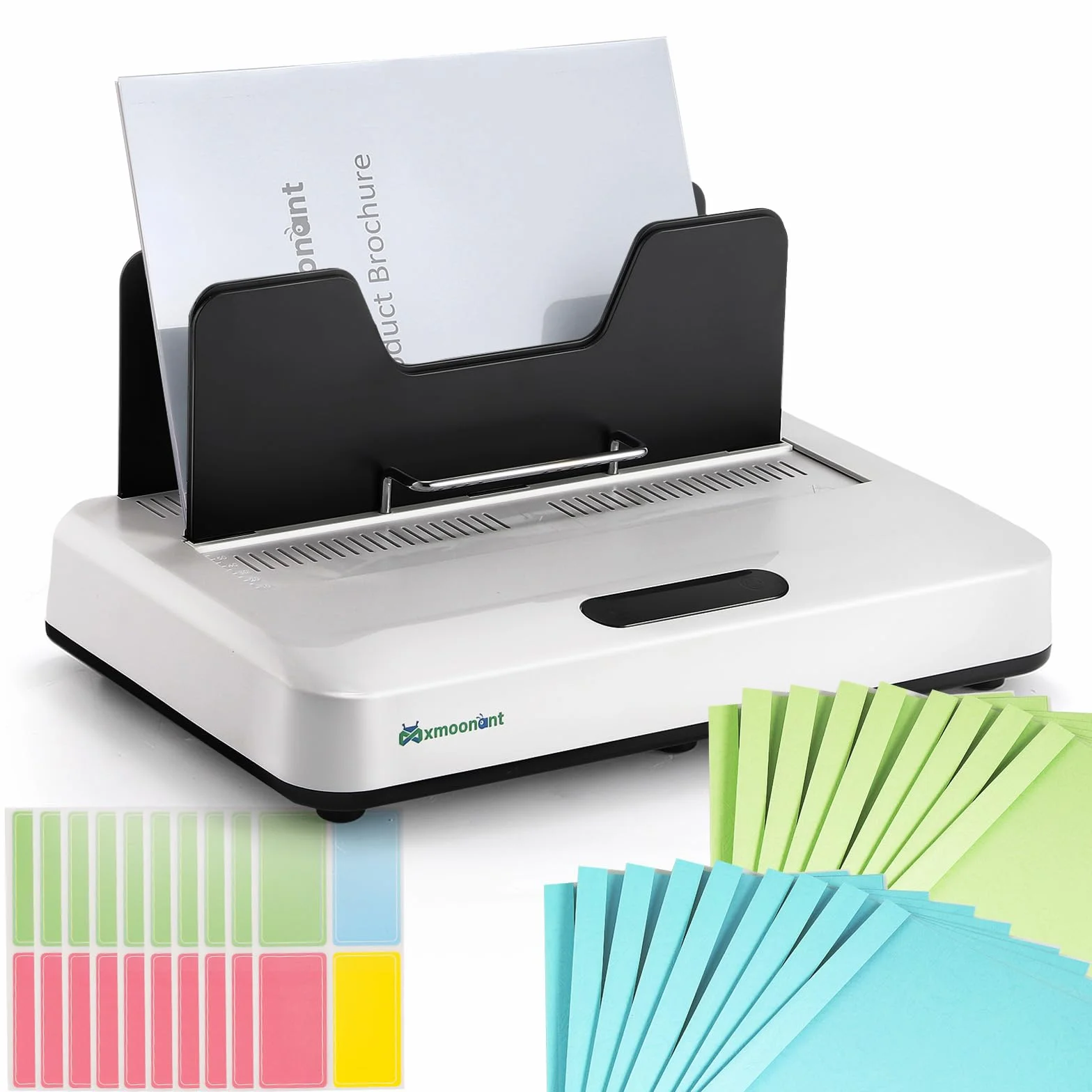 Mxmoonant Encuadernadora térmica máx. 500 hojas, sin precalentamiento, con ranura de refrigeración y vibración por microondas, 3 ajustes de tiempo para 315 mm de longitud de encuadernación, A5/A4