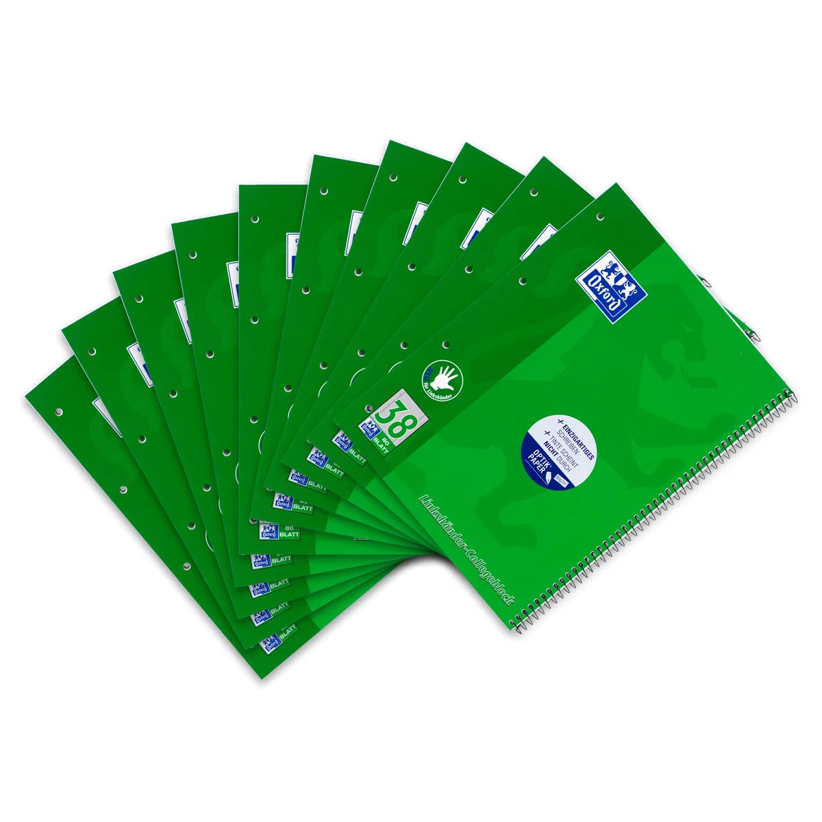 Oxford 100050405 - Cuaderno de espiral (para zurdos, 10 unidades, cuadriculado, 80 hojas, A4, 90 g/m²)