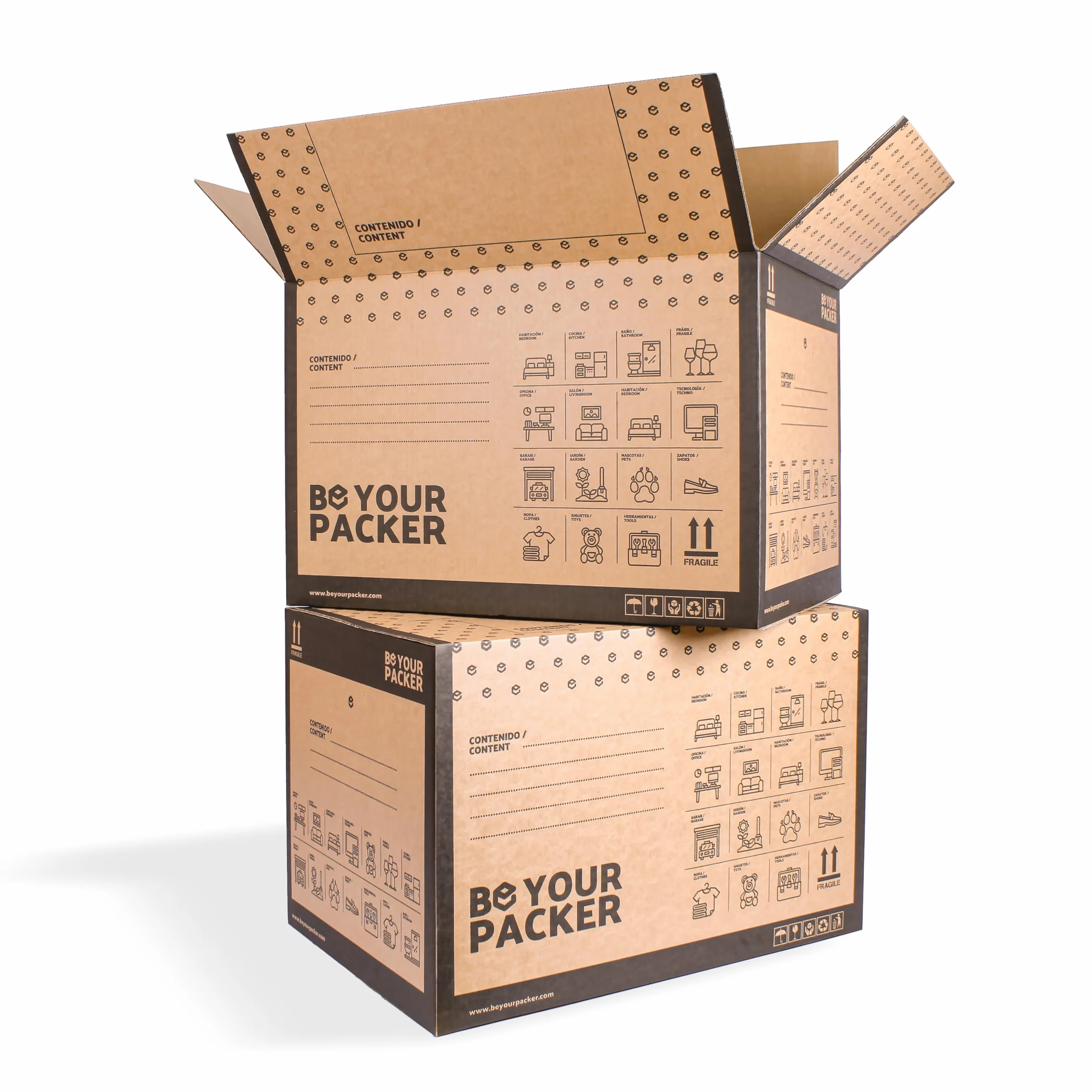 Cajas de Mudanza Grandes 60x40x40 cm con Asas, Pack de 10 |Be Your Packer