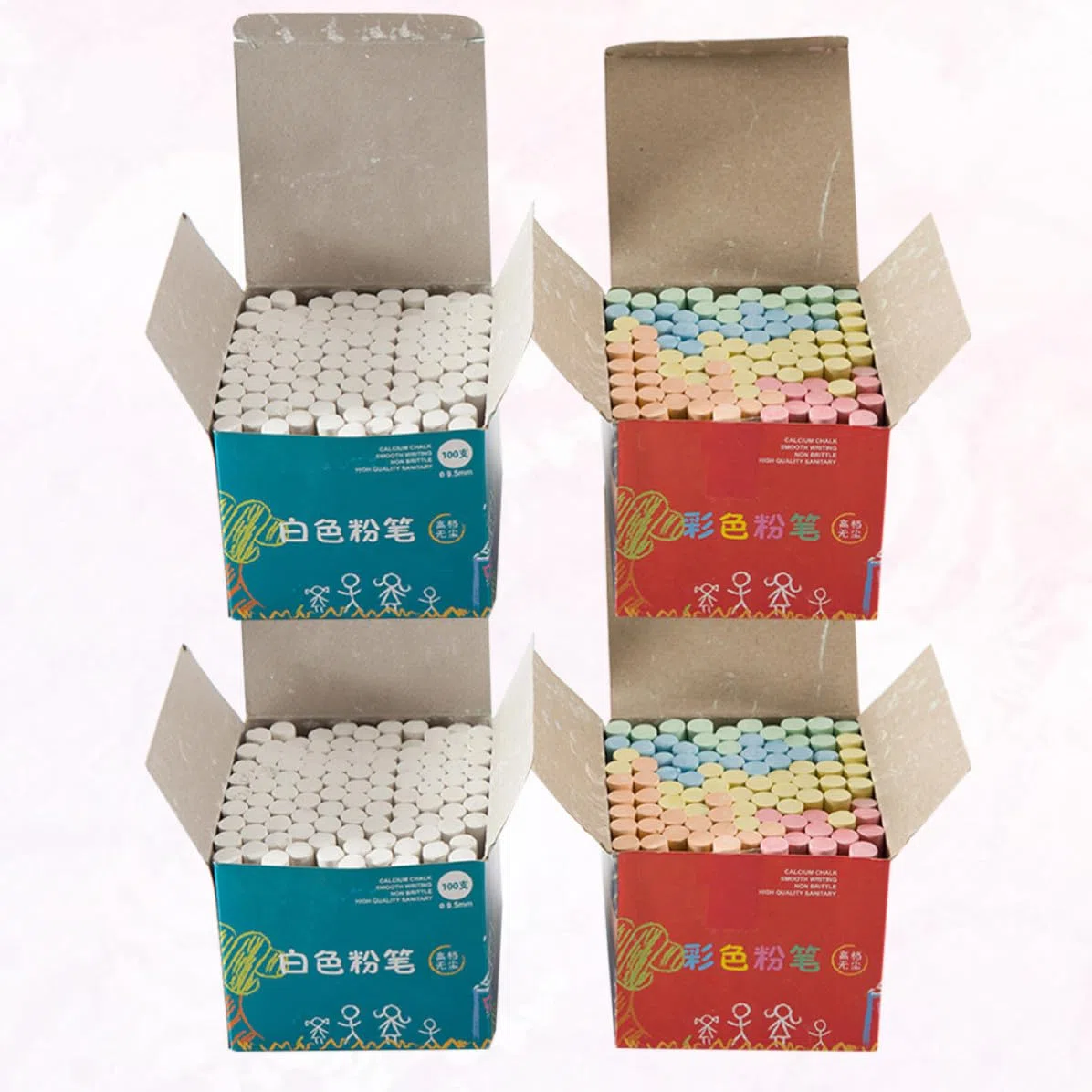 4 Cajas Tizas de Yeso sin Polvo para Pizarra Clara, Ligeras y Prácticas para Escritura y Pintura en Material Escolar para Profesores