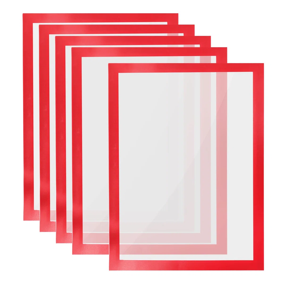 PATIKIL 8"x12" Magnético Exhibición Marco, 5 Paquete A4 Autoadhesivo Magnético Cartel Soporte Doble Lado Ventana Letrero Soporte para Pared Oficina Refrigerador, Rojo