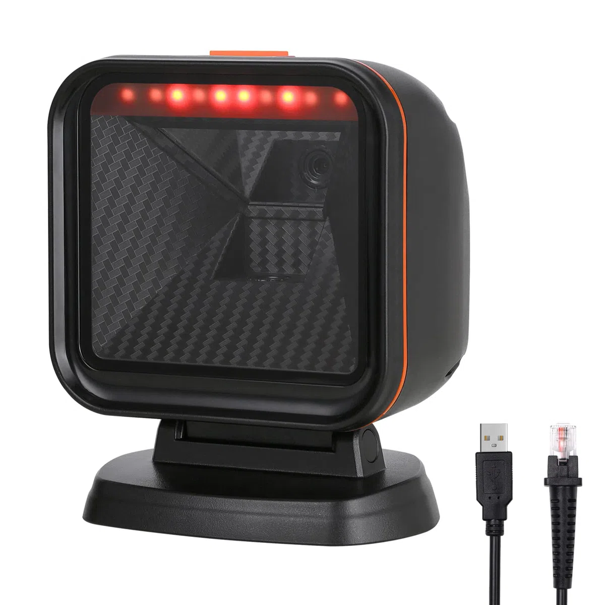 OBZ Lector de Código de Barras 2D QR con Cable USB, Escáner de Escritorio Automático Manos Libres para POS PC Supermercado Farmacia Panadería Biblioteca