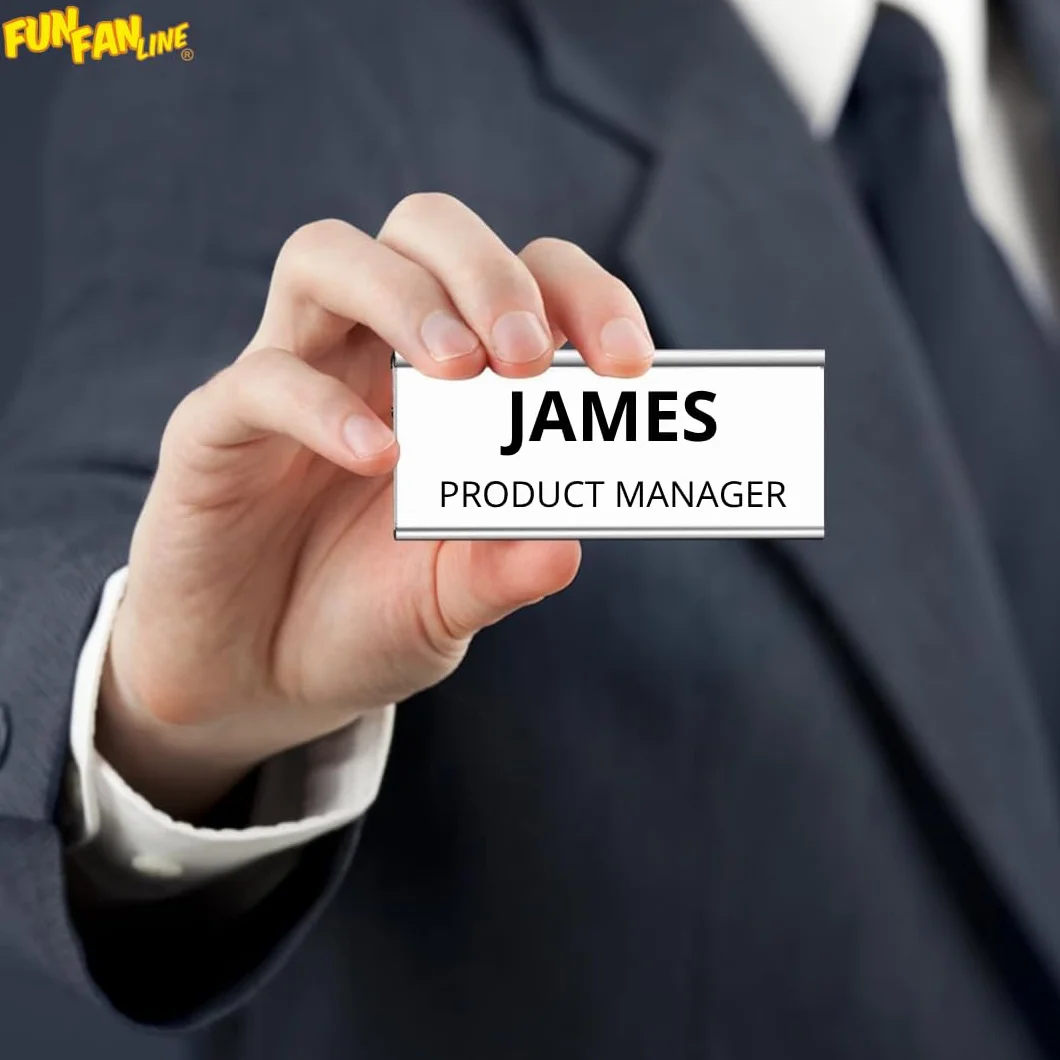 Set de 20 Identificadores Magnéticos personalizables 3 en 1 (72x32mm). Ideal para trabajo. Identificador de Trabajo con Nombre Personalizable Magnético. Plateado
