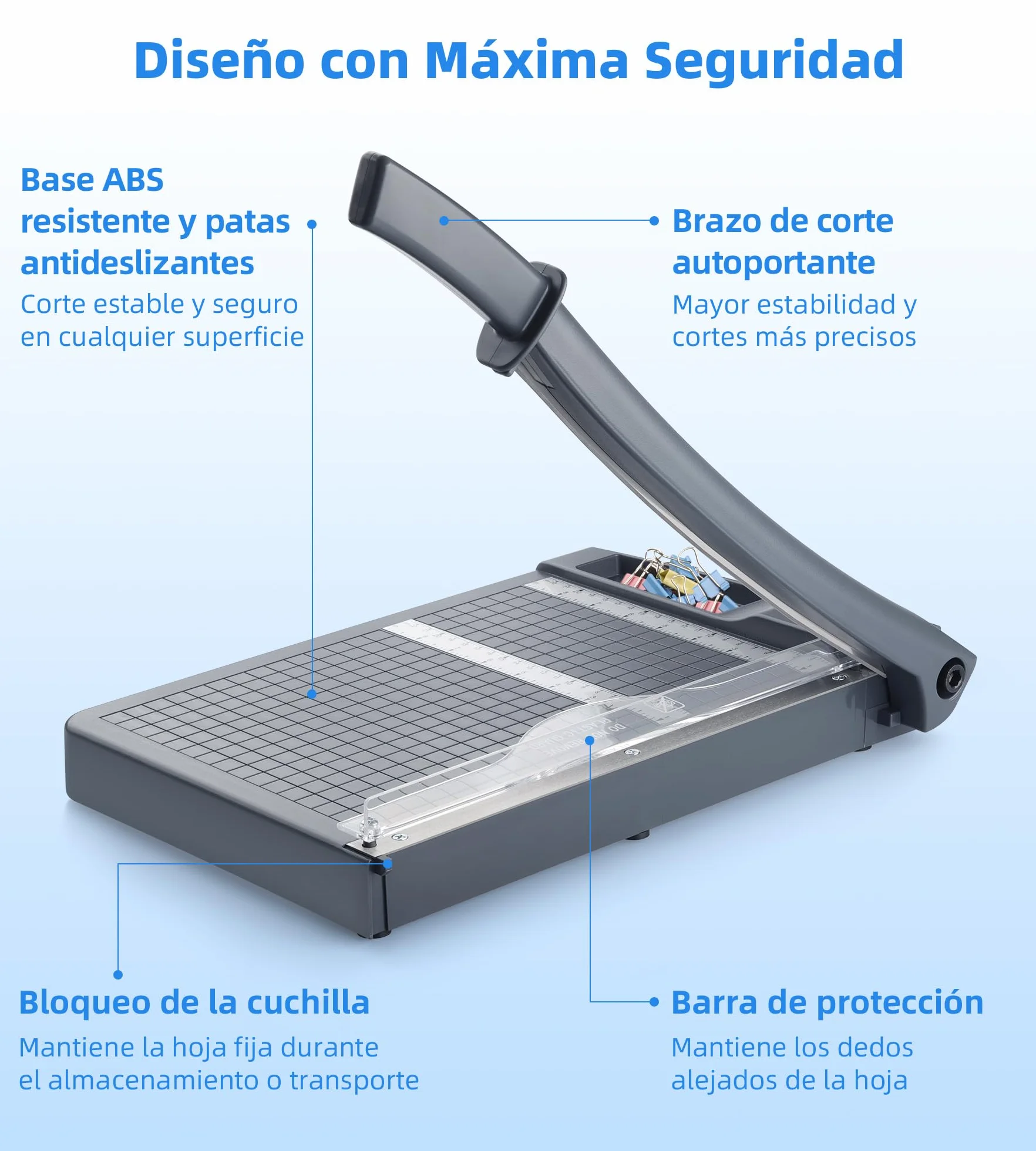 Firbon Guillotina Cortadora de Papel 30 cm, Capacidad de Corte de hasta 12 Hojas A4 80 g/m², con Bloqueo de Seguridad y Regla de Precisión, para Oficina, Escuela, Manualidades y Fotos
