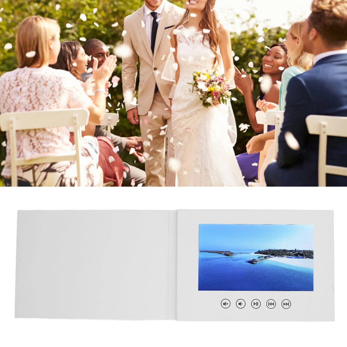 Tarjeta de Felicitación de Video, Libro de Videos Electrónicos de 720p HD con Pantalla LCD, Folleto de Video Integrado en Memoria de 128 M, Personaliza Tu Propio álbum de Video (5 Pulgadas)
