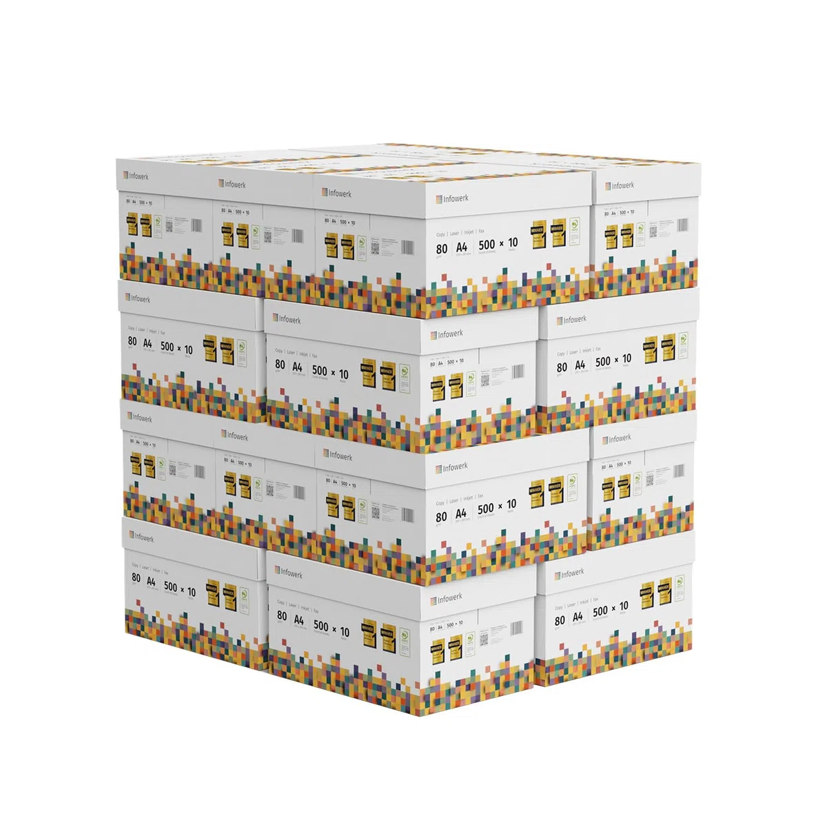 Papel multiusos para impresora, Folios A4, 80g, 100.000 Hojas, 20 Paquetes de 5.000, Color blanco, PEFC