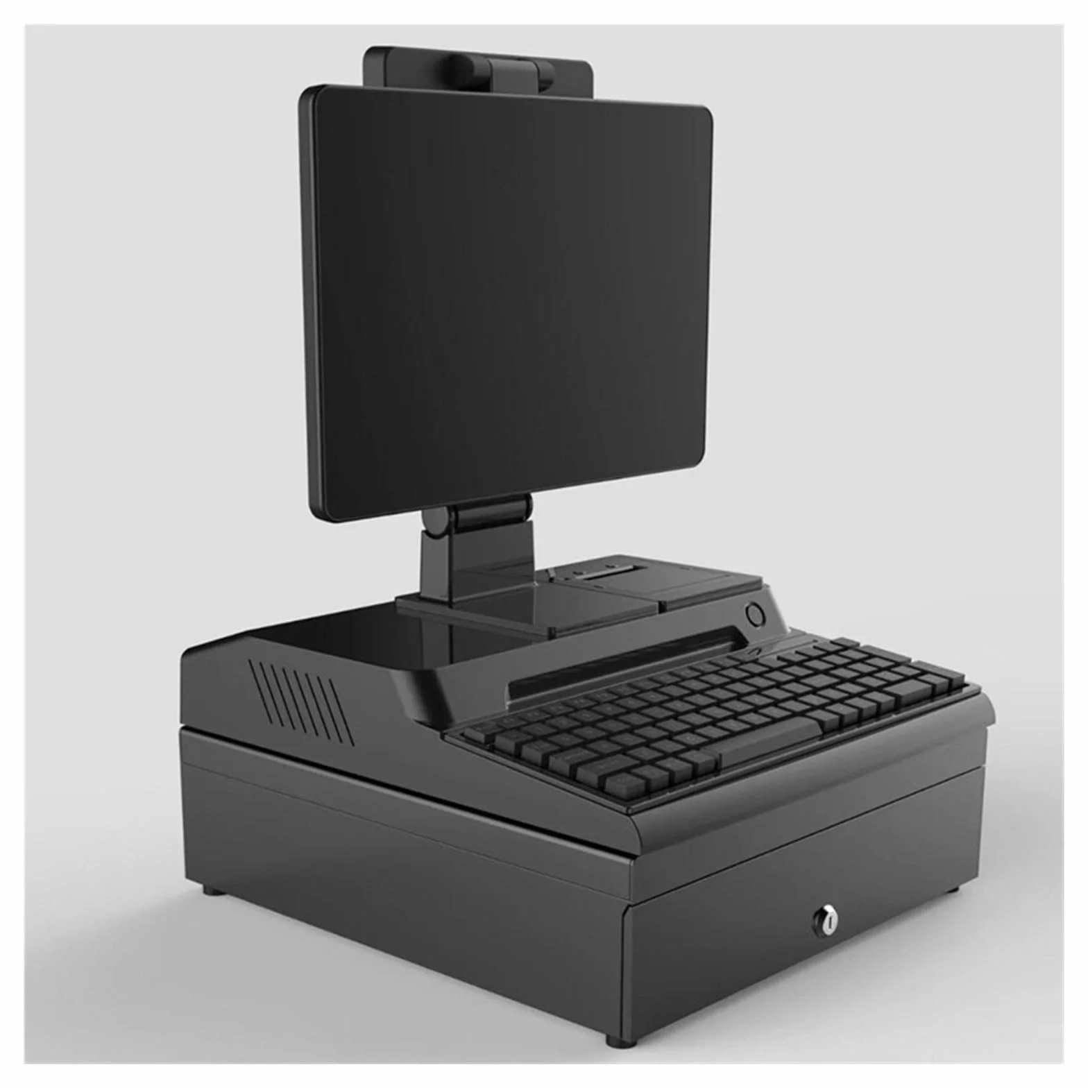 Pantalla táctil de 14.1 pulgadas, caja registradora, teclado, impresora integrada de 58 mm, paquete completo, computadora POS de fábrica, caja registradora para negocios y empresas(Nero)