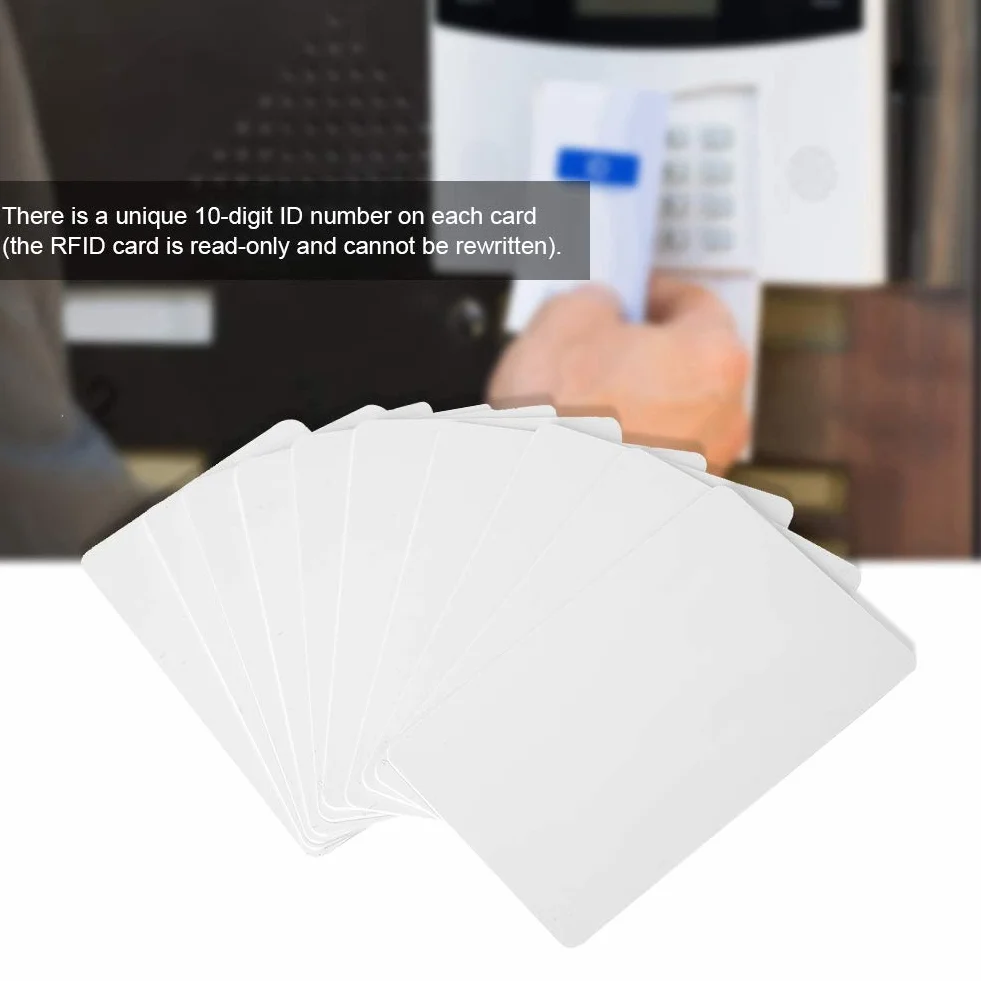 Tarjetas de PVC de plástico en de primera calidad, 100 piezas/juego Tarjeta de identificación de proximidad RFID inteligente sin contacto de 125 kHz Tarjeta de acceso de solo lectura