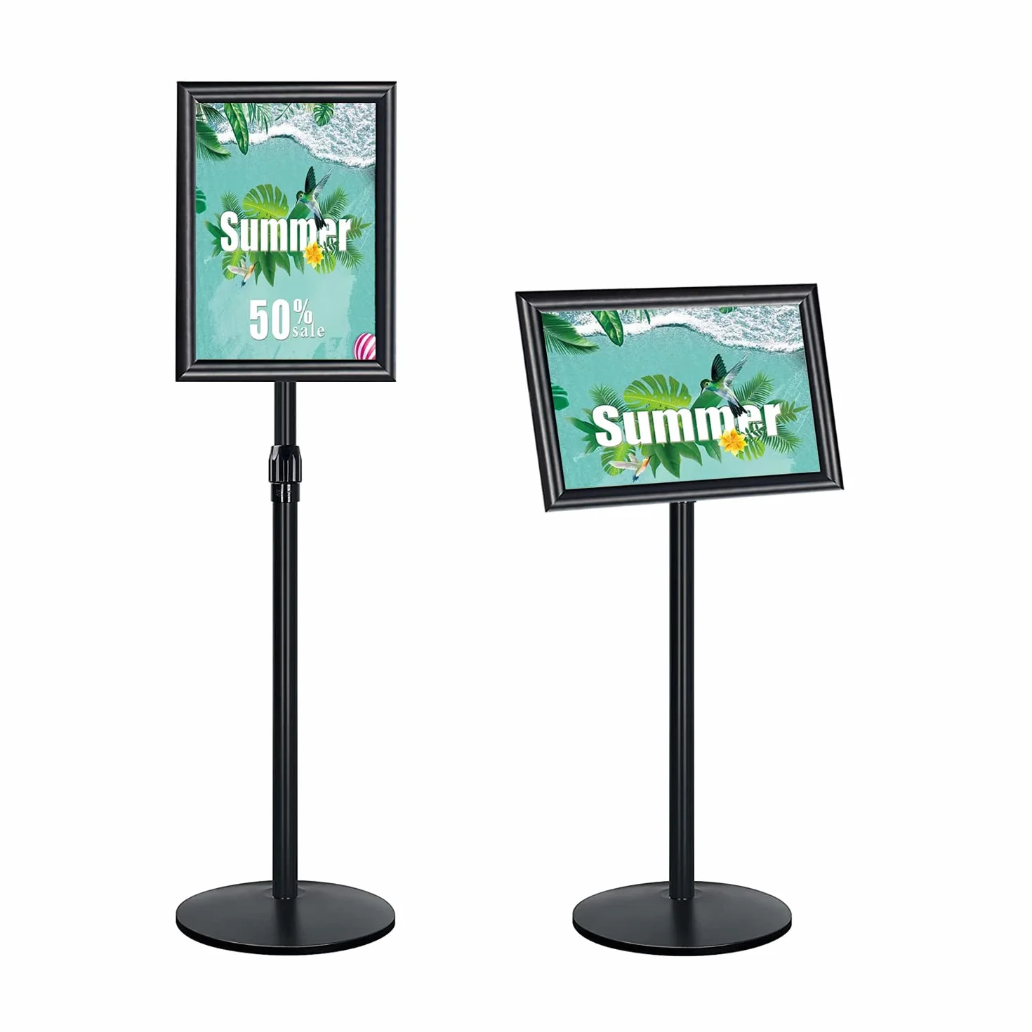 NewZeal Soporte para cartel ajustable tamaño A4, soporte para cartel de pie resistente, soporte para anuncios, soporte para carteles para bodas/espectáculos/exhibiciones/publicidad, negro