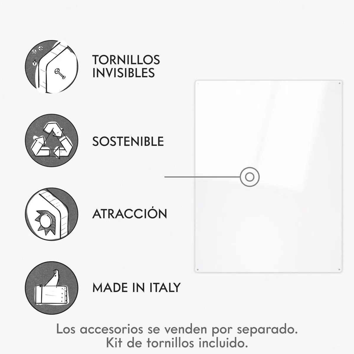 KalaMitica, Pizarra Magnética Blanca de Pared para Oficina, Escribible y Borrable, Tablero Imantado para Imanes, Blanco Brillante, 74x57 cm
