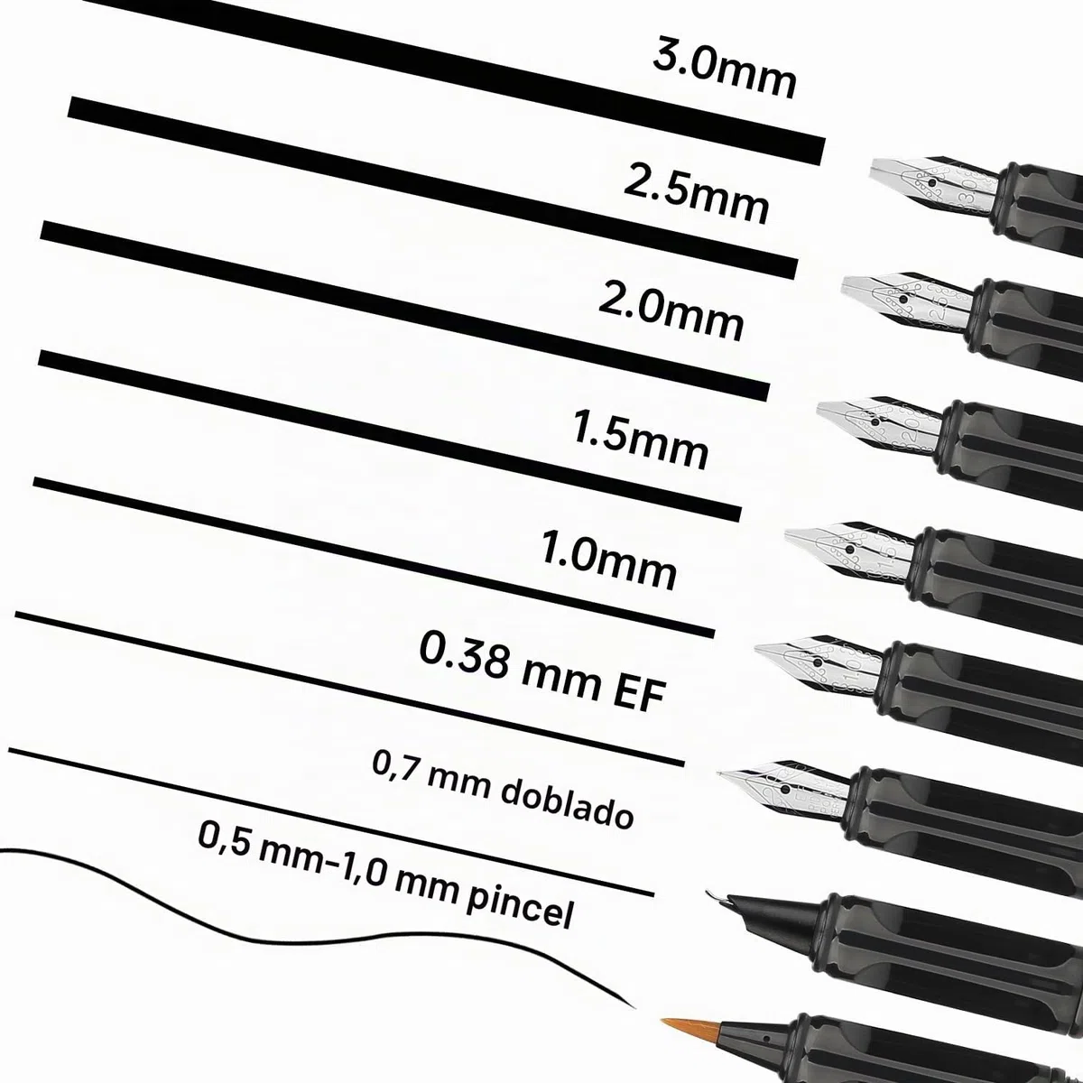 8 plumas estilográficas de caligrafía con diferentes plumines, 66 cartuchos de tinta (14 colores) - Escritura, dibujo, ejercicios de caligrafía para principiantes