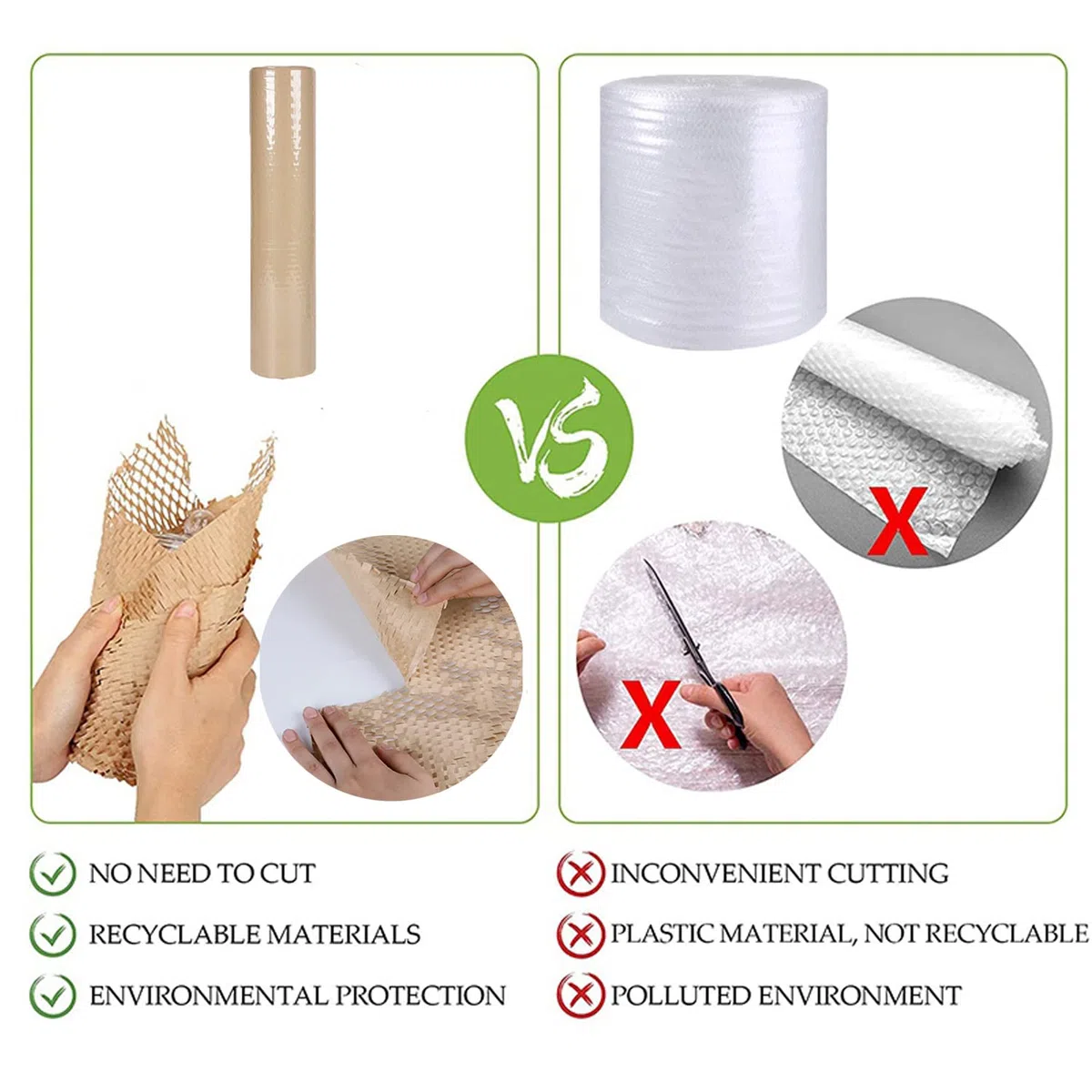 Papel de embalaje de panal, 15 x 400 pies, alternativa sostenible a la amortiguación de burbujas, papel de embalaje para mudanzas, envíos, embalaje, rollo con 20 calcomanías frágiles, biodegradables y