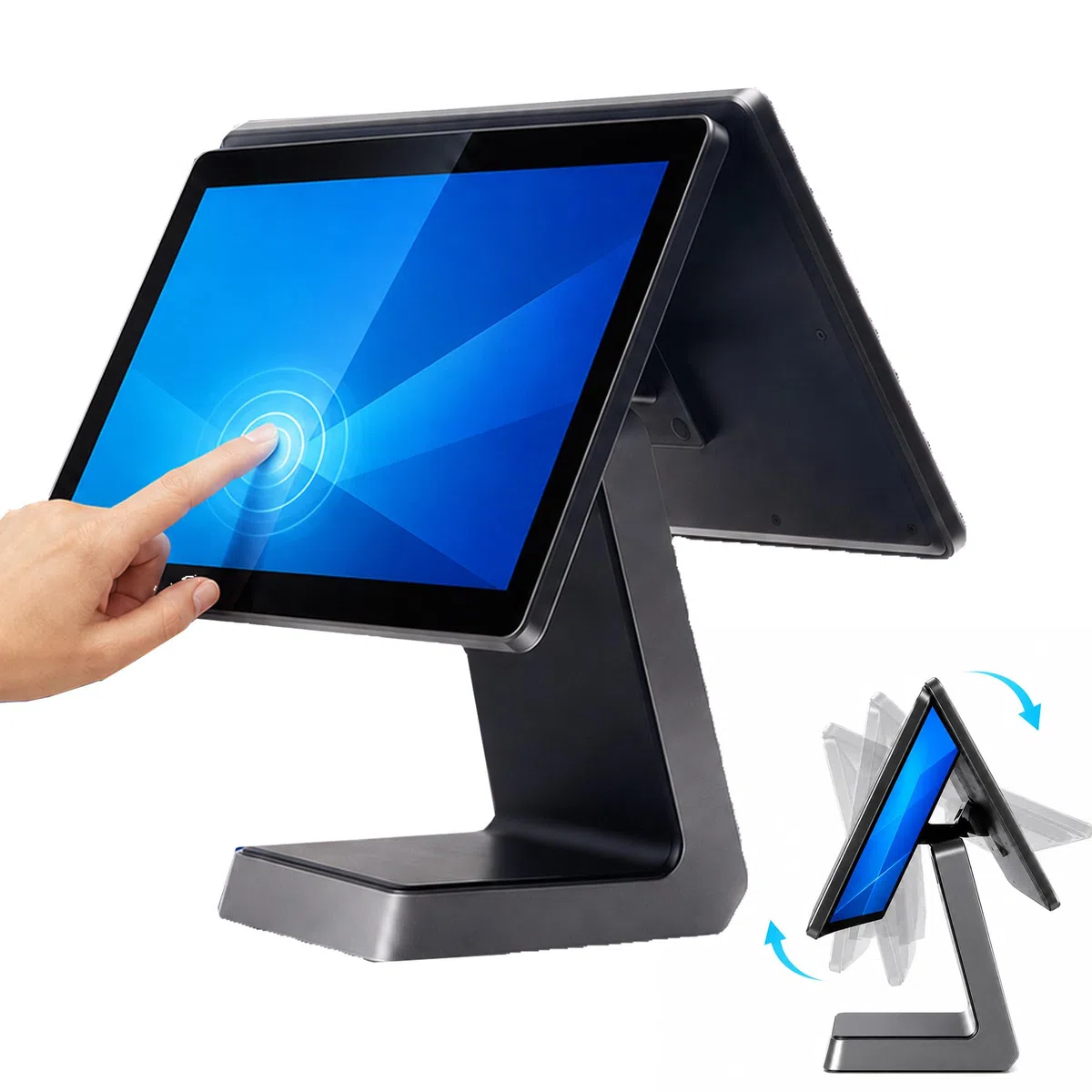 Ordenador TPV con Panel Táctil Capacitivo y Segunda Pantalla Seta | Cuatro Puertos USB Más HDMI, VGA, LAN, Audio y DC Permiten Conectar Periféricos Compatibles y Redes por Cable.