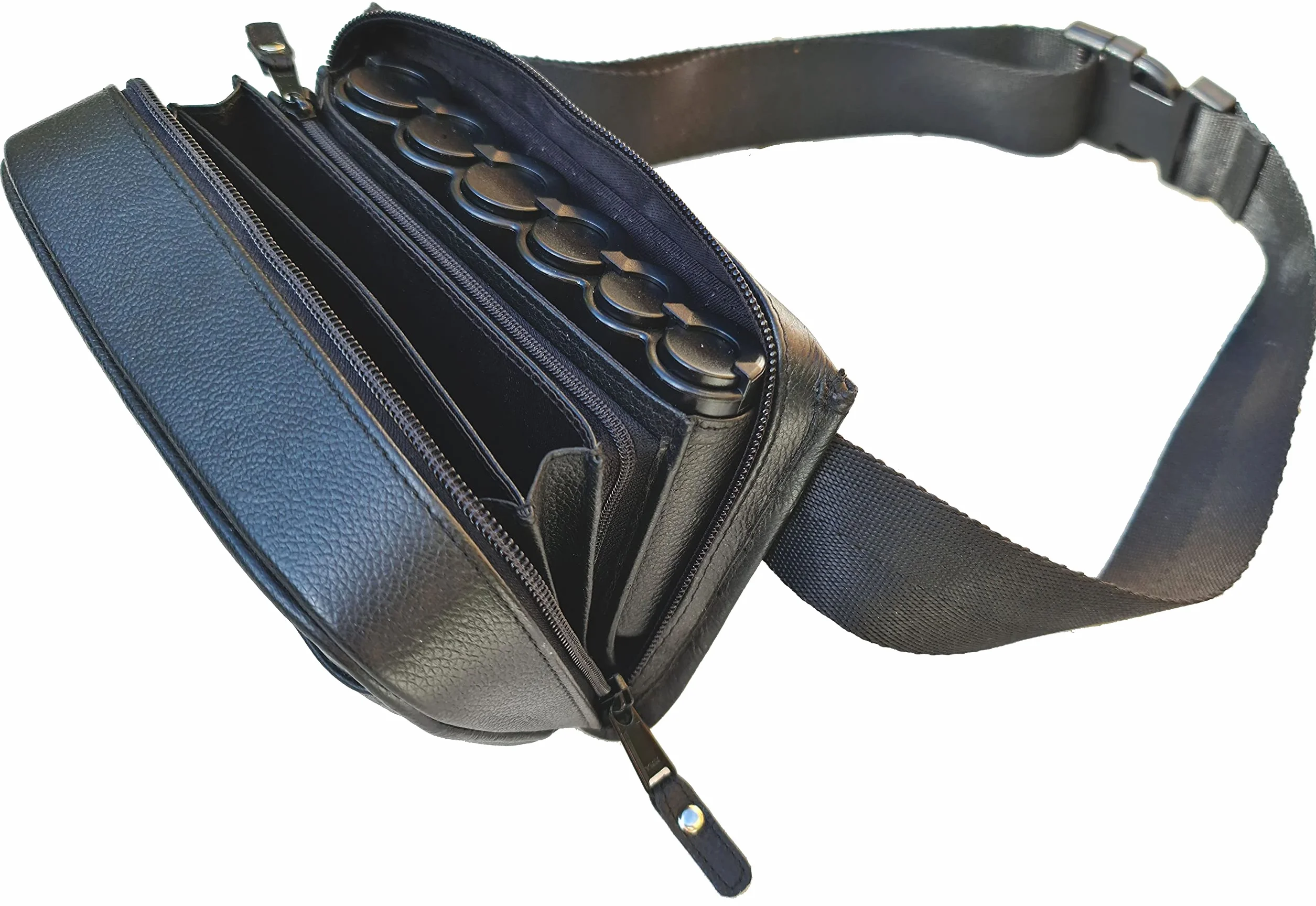 Riñonera Cartera Camarera Cuero Genuino Cremallera YKK Dispensador 6 Monedas