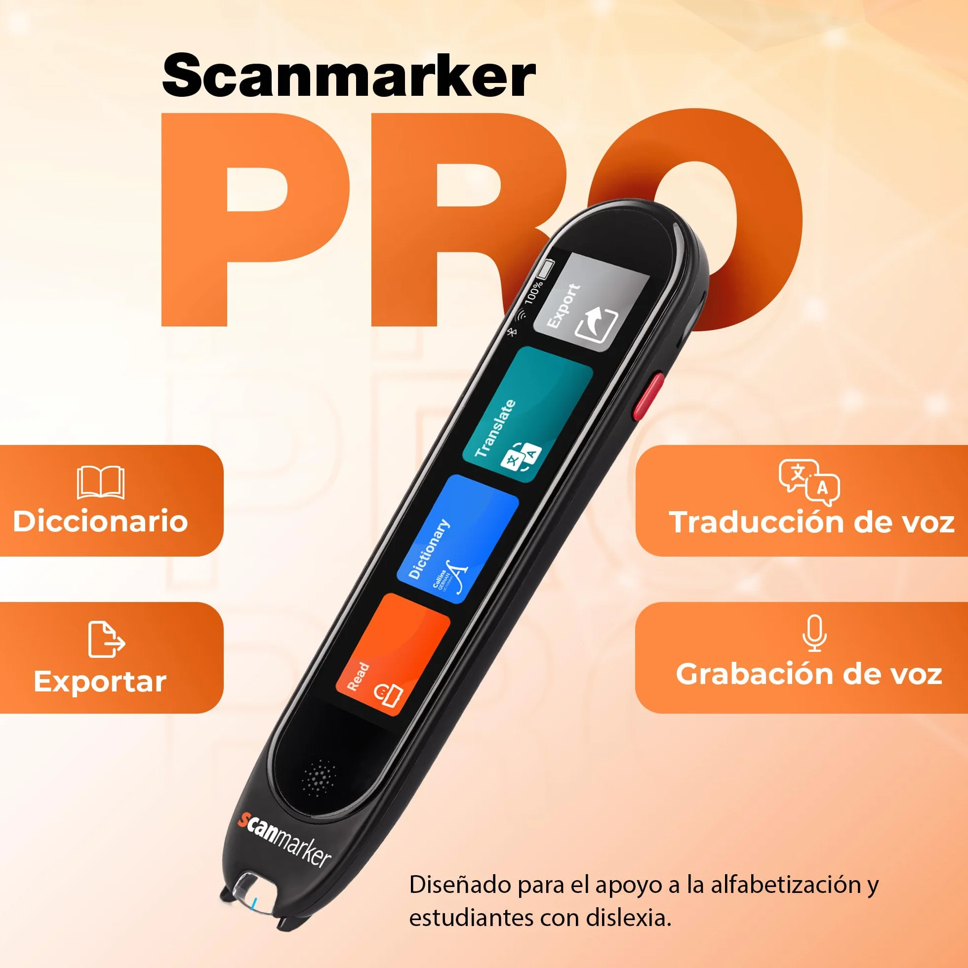 Scanmarker Pro | Lápiz Escáner Traductor y Lápiz Lector de Texto | Bolígrafo Traductor de Idiomas Multilingüe para Lectura, Aprendizaje de Idiomas e Apoyo a la Dislexia
